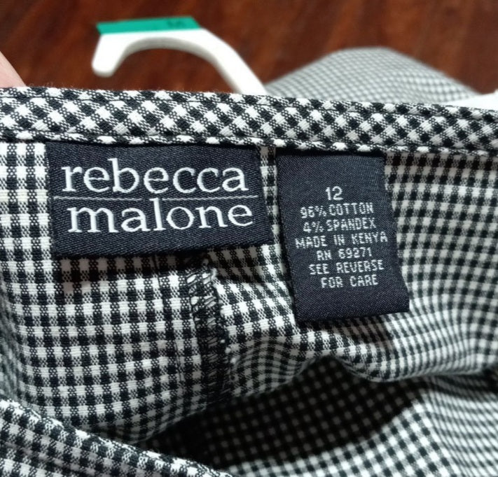 80s Gingham Print Cotton Spandex Crop Pants By Rebecca Malone - Image 5