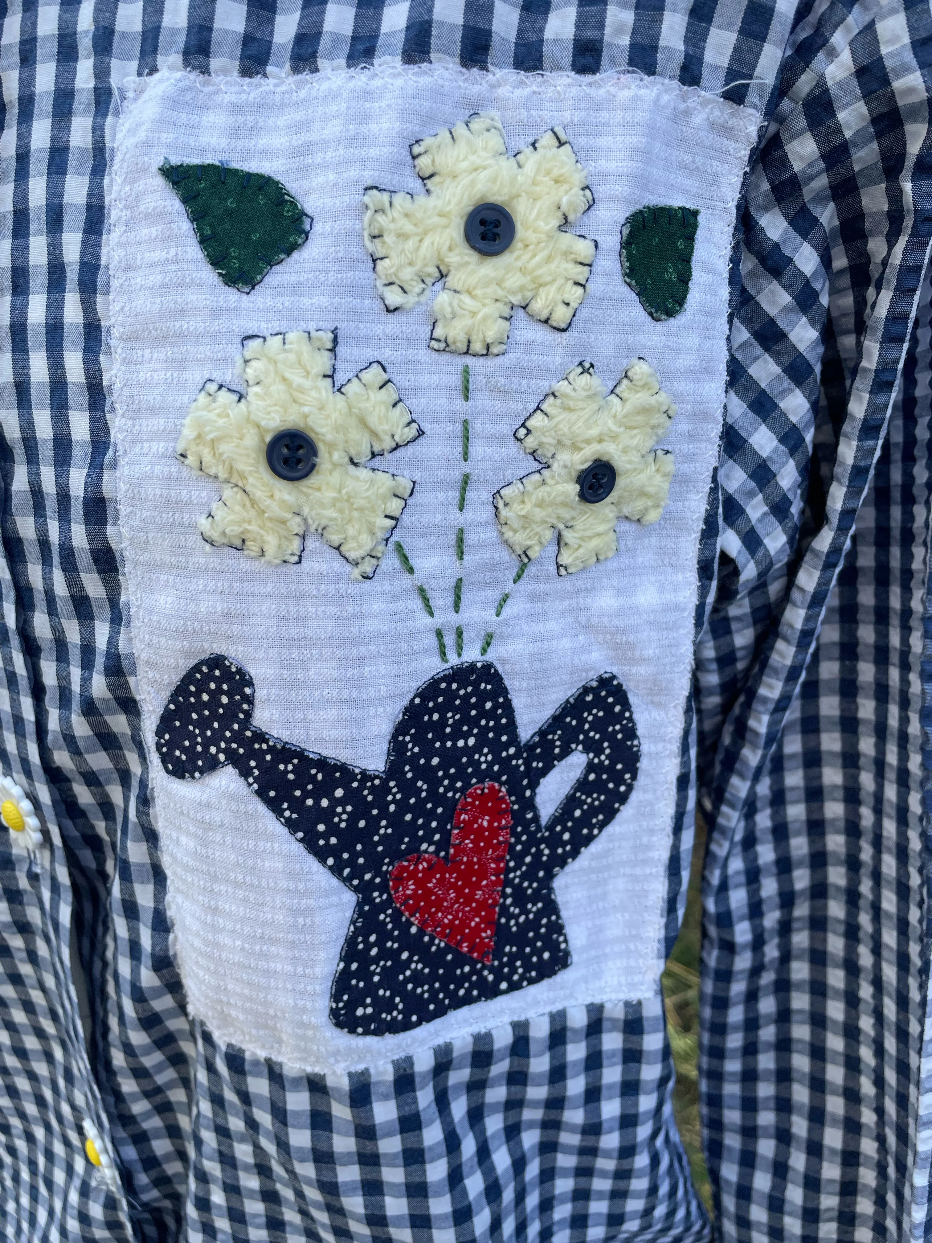 80s Gingham Seer Sucker Blouse Flowers Daisy Buttons By My Favorite Clothes - Image 15