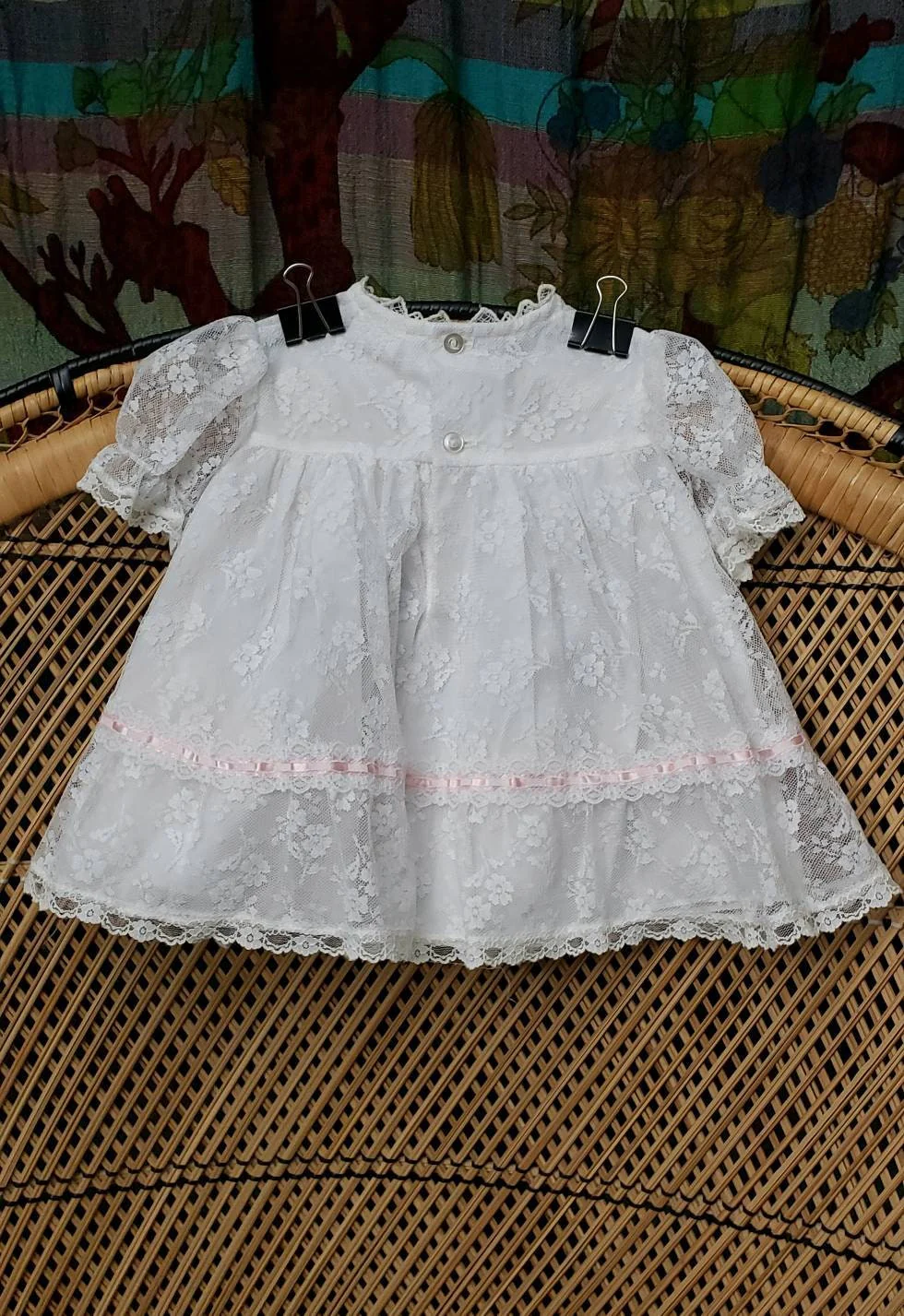 80s Girls White Lace Dress 6m by The Ribbons & Lace Collection - Image 2
