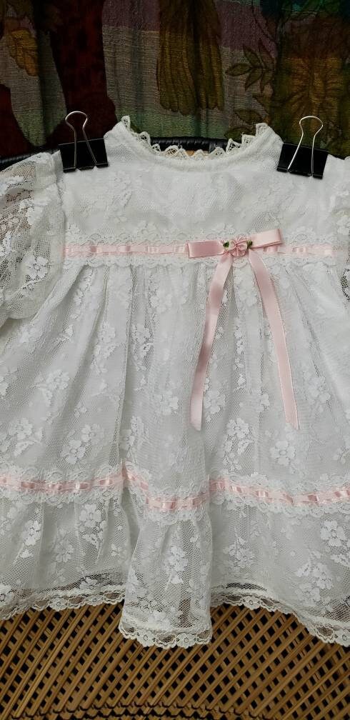 80s Girls White Lace Dress 6m by The Ribbons & Lace Collection - Image 4
