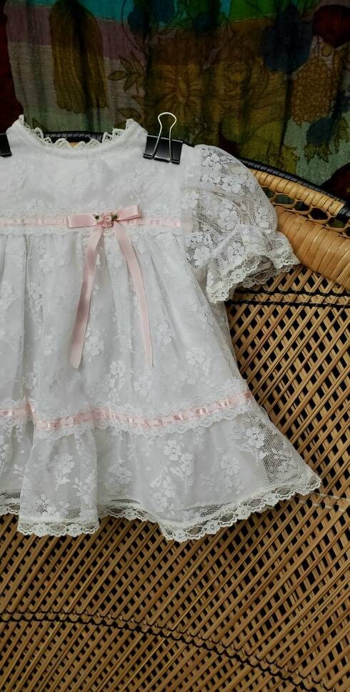 80s Girls White Lace Dress 6m by The Ribbons & Lace Collection - Image 6