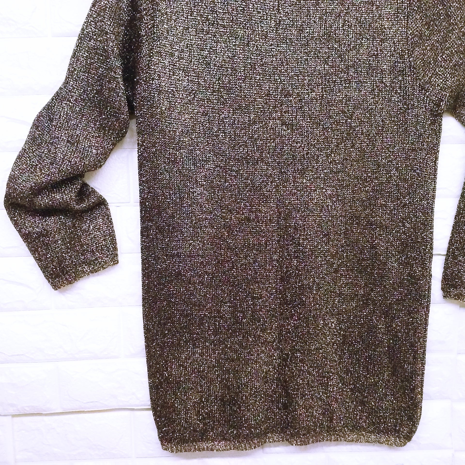 80s Glitter Glam Metallic Tunic Sweater Gold Black By Carole Little for St. Tropez West Made In British Crown Colony Hong Kong - Image 5