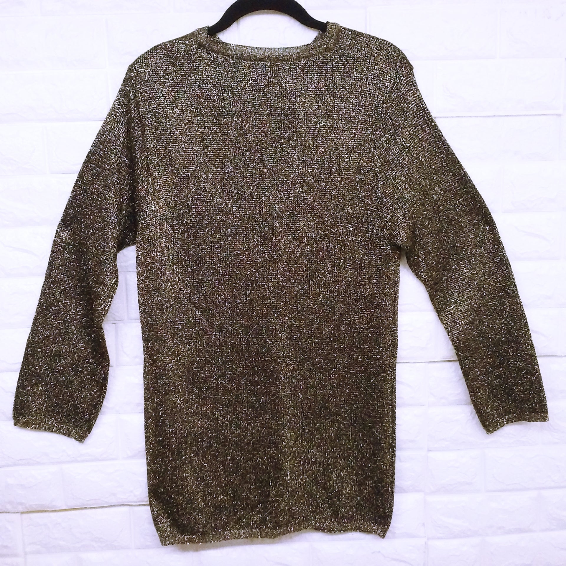 80s Glitter Glam Metallic Tunic Sweater Gold Black By Carole Little for St. Tropez West Made In British Crown Colony Hong Kong - Image 9