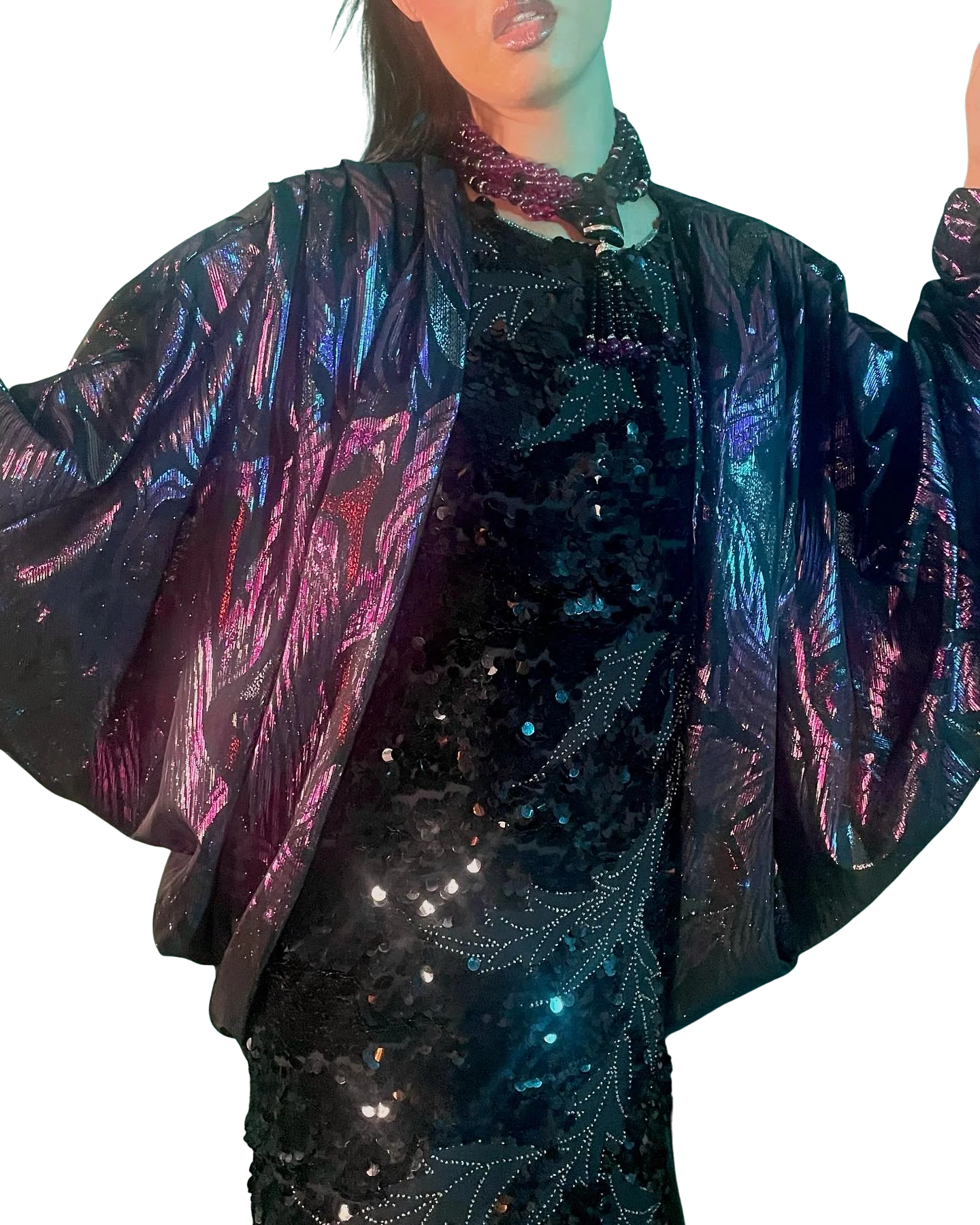 80s Glitter Lurex Avant Garde Dolman Cocoon Duster