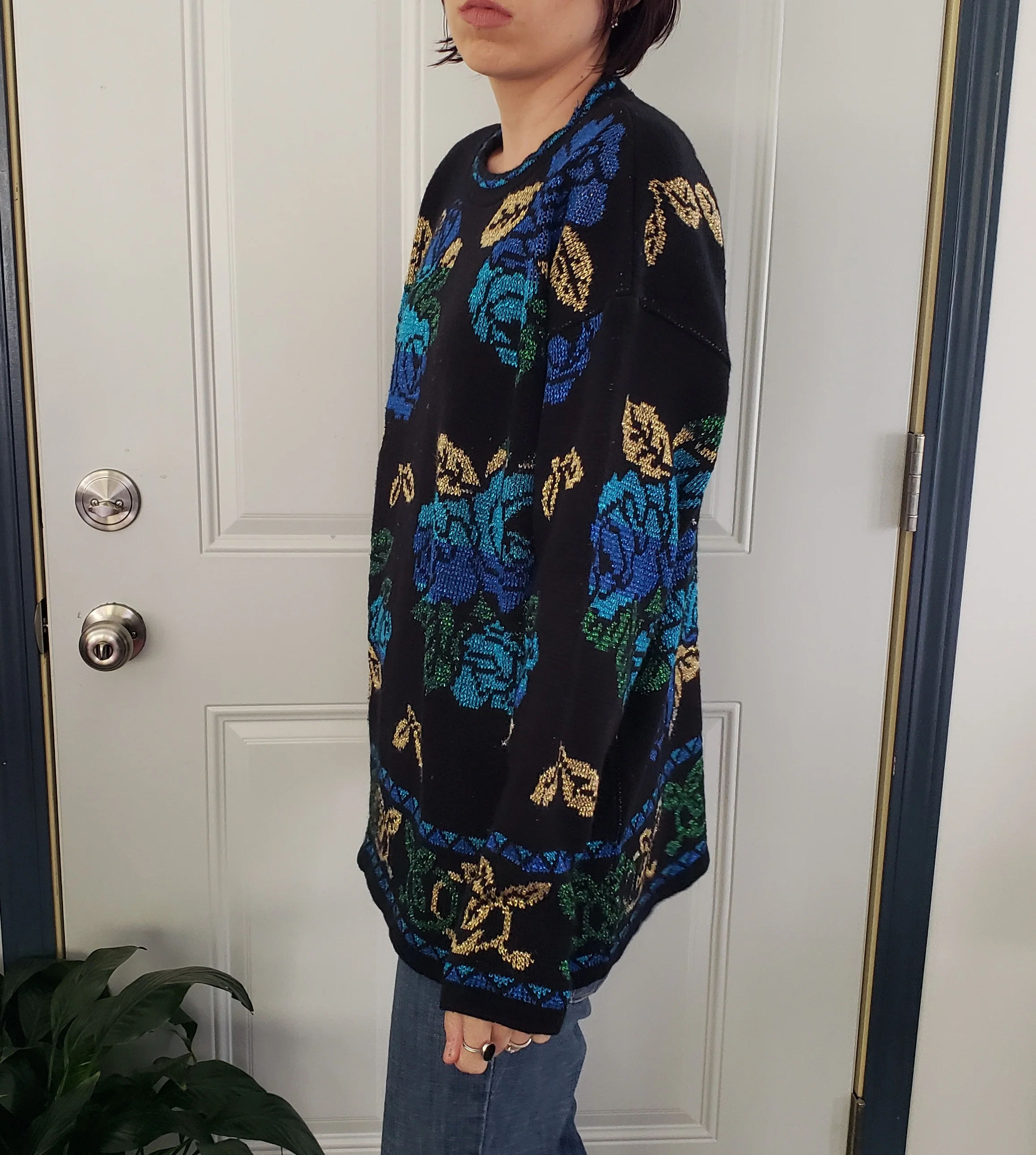 80s Glittery Rose Sweater By Holiday Time - Image 4
