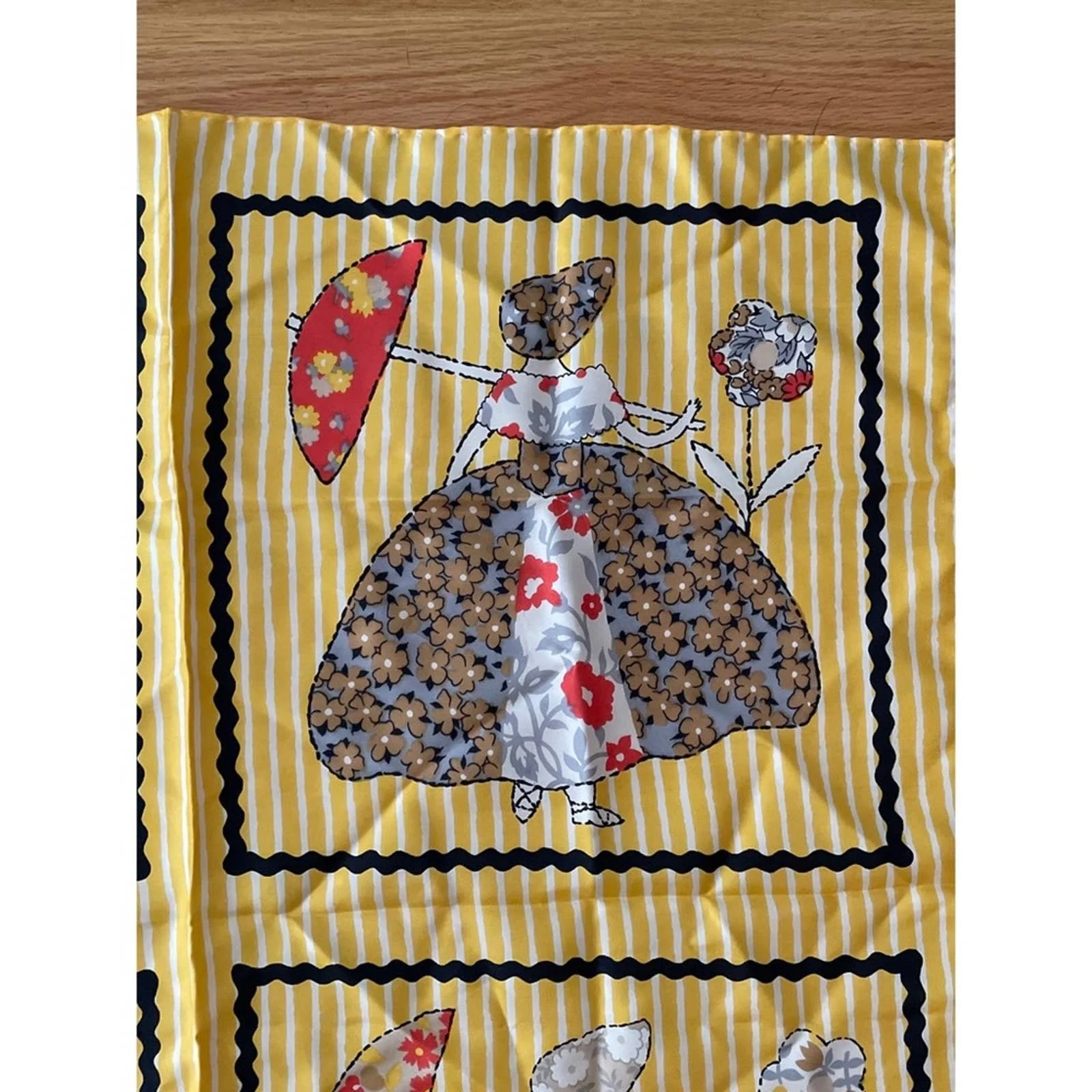80s Gloria Vanderbilt Calico Parasol Square Silk Scarf by Gloria Vanderbilt - Image 7