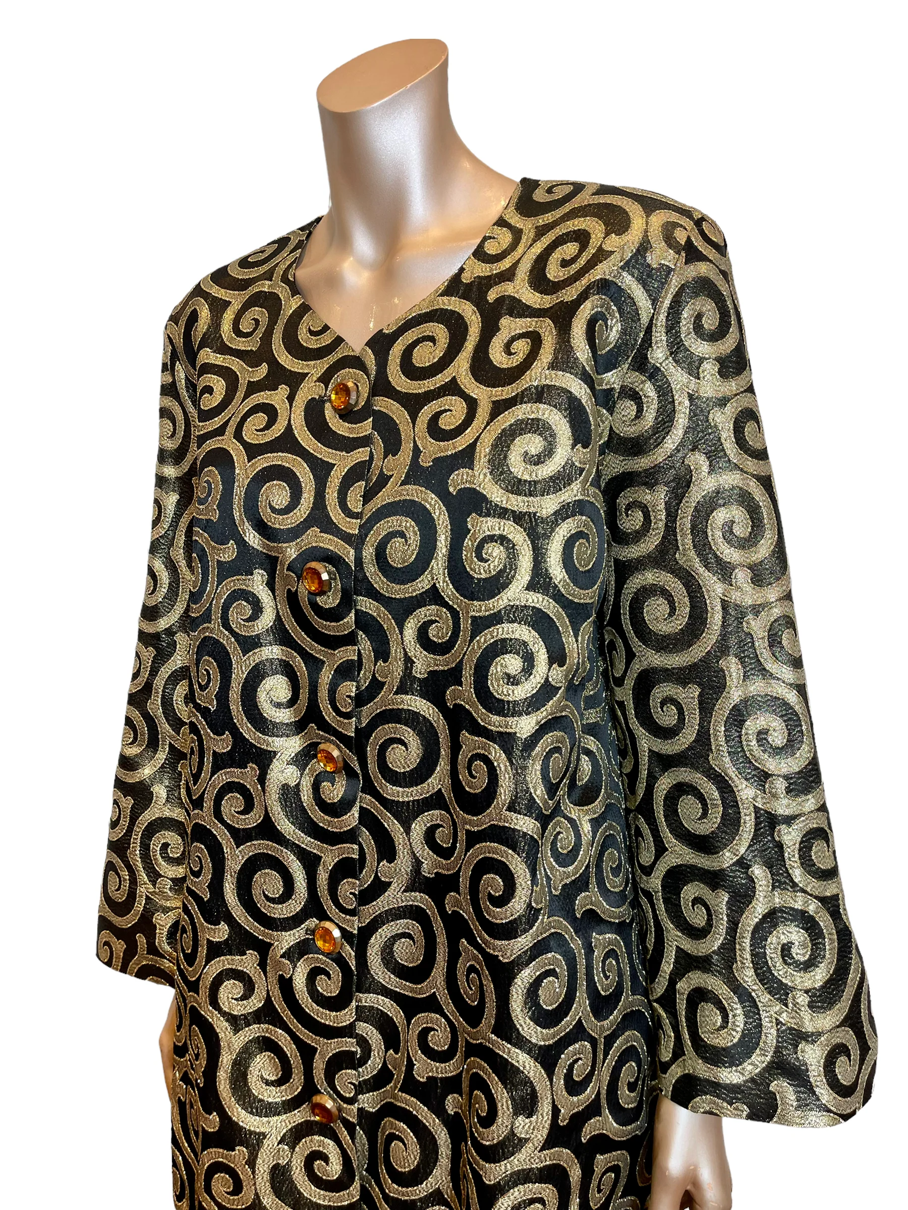 80s Gold Brocade Holiday Dress By Magnitude - Image 4