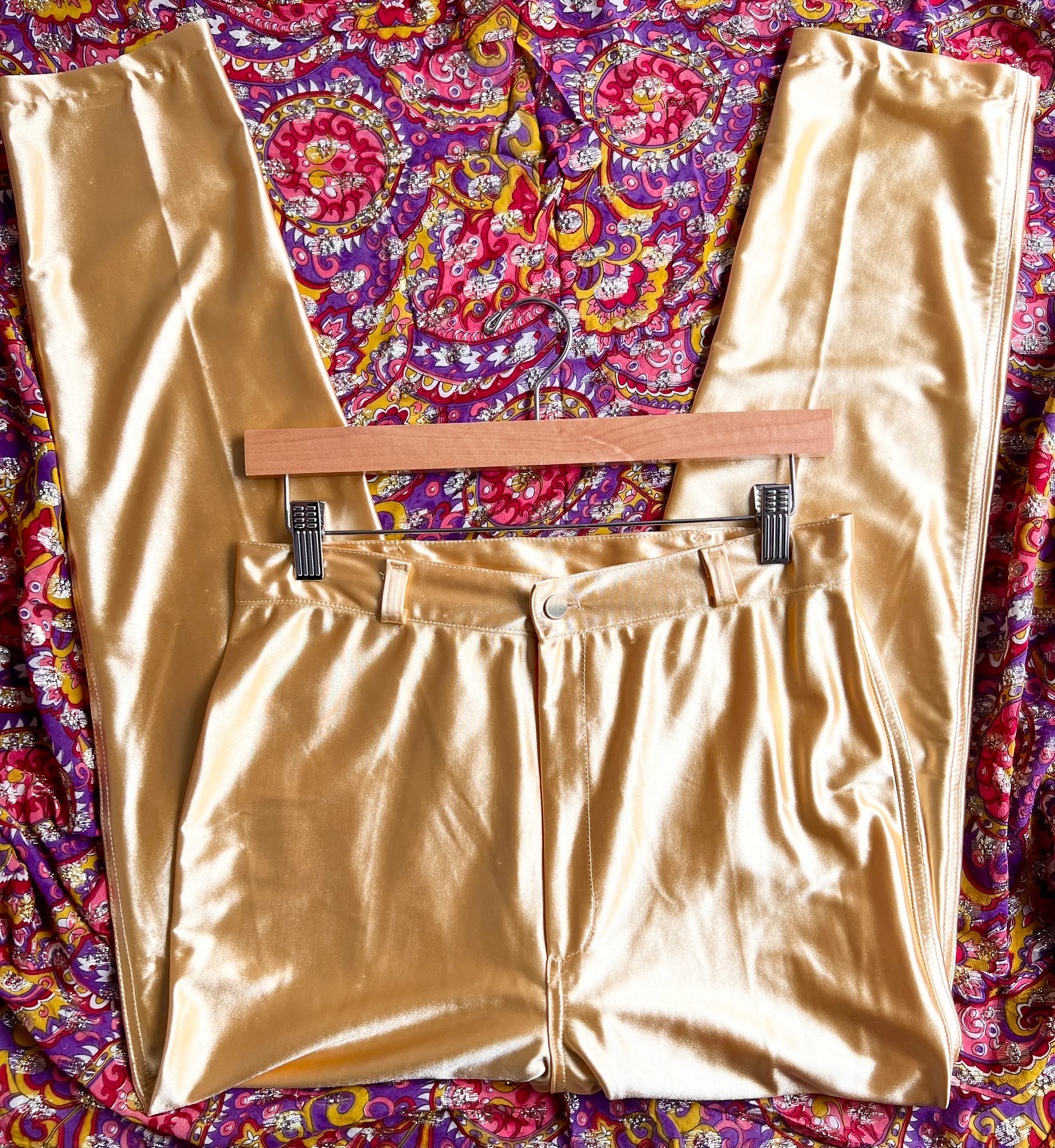 80s Gold Frederick’s of Hollywood Shiny Disco Pants Tapered Leg by Frederick’s of Hollywood - Image 5