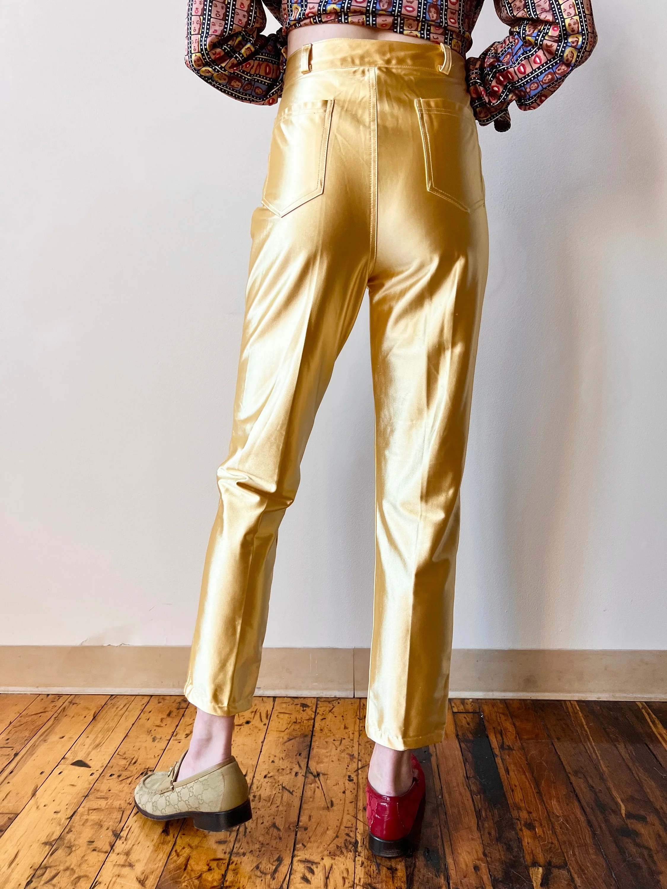 80s Gold Frederick’s of Hollywood Shiny Disco Pants Tapered Leg by Frederick’s of Hollywood - Image 9