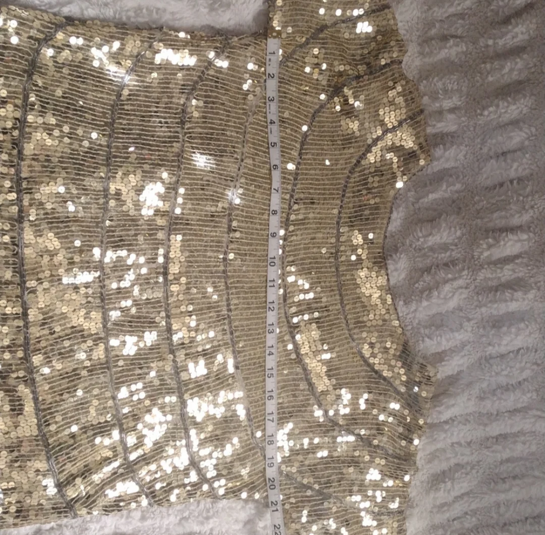 80s Gold Sequined Silk Glam Top By Le Mieux - Image 5