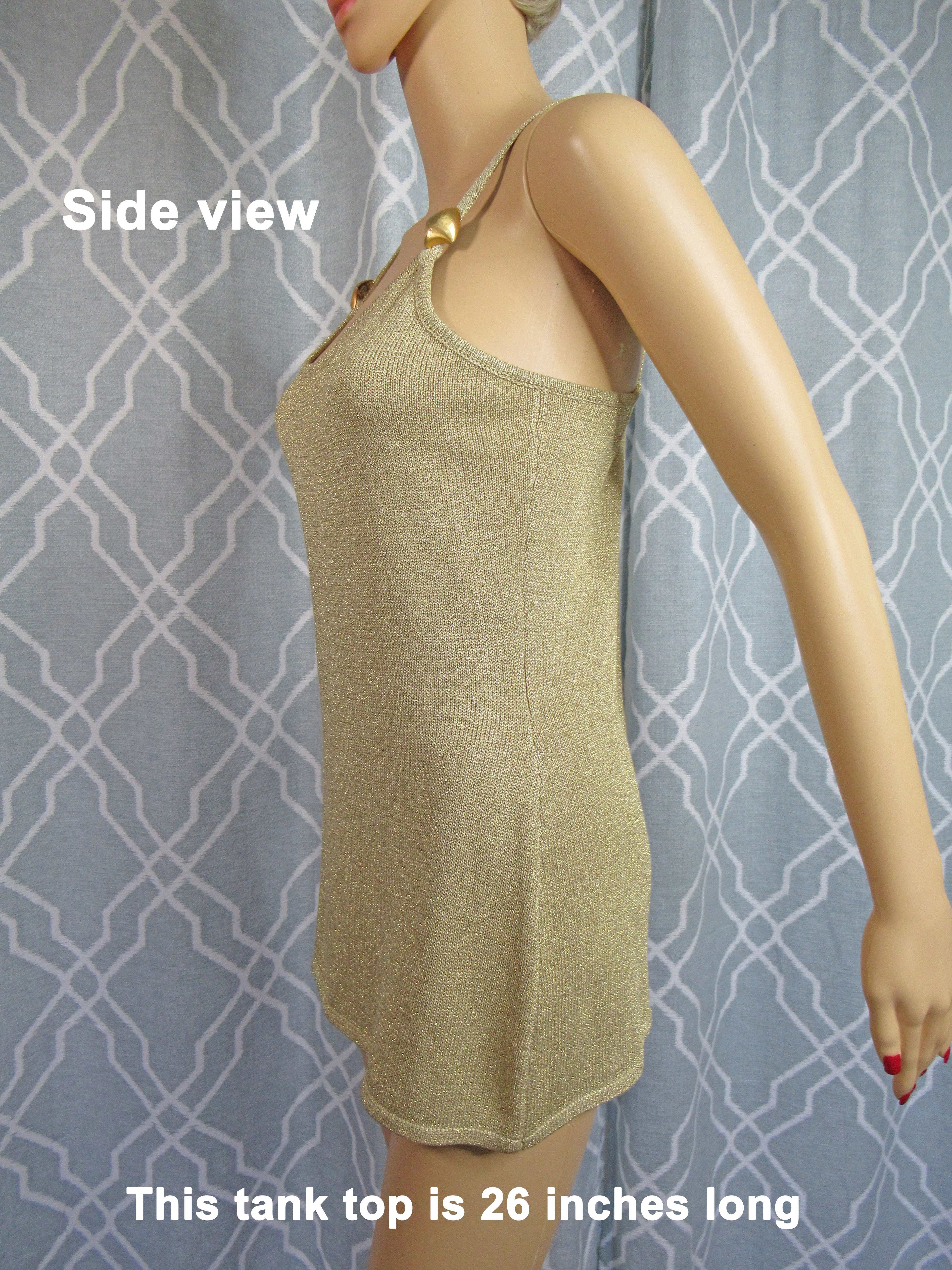 80s Gold Silk And Metallic Lurex Dressy Long Tank Top By Carlisle Sport - Image 3
