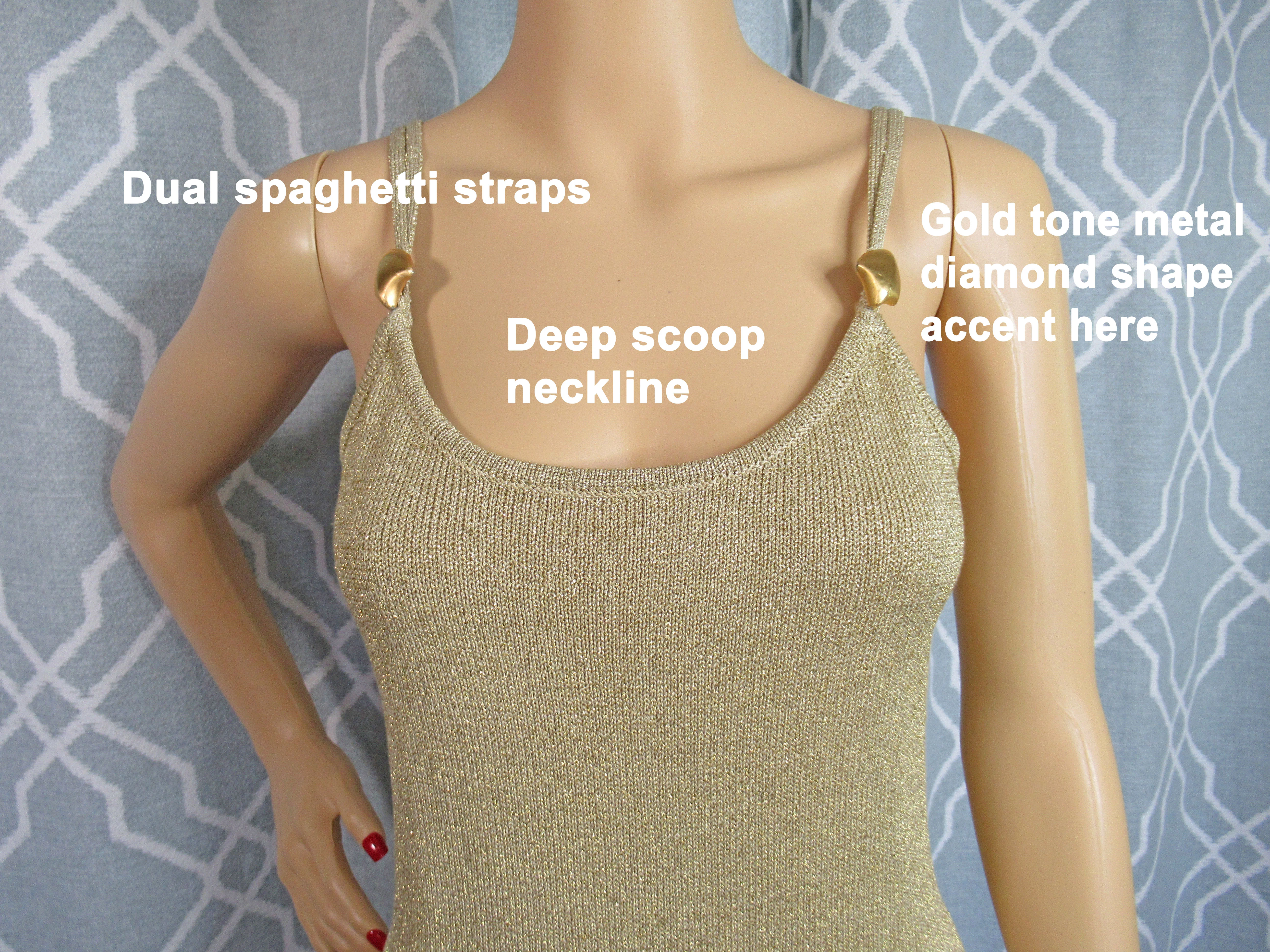 80s Gold Silk And Metallic Lurex Dressy Long Tank Top By Carlisle Sport - Image 4