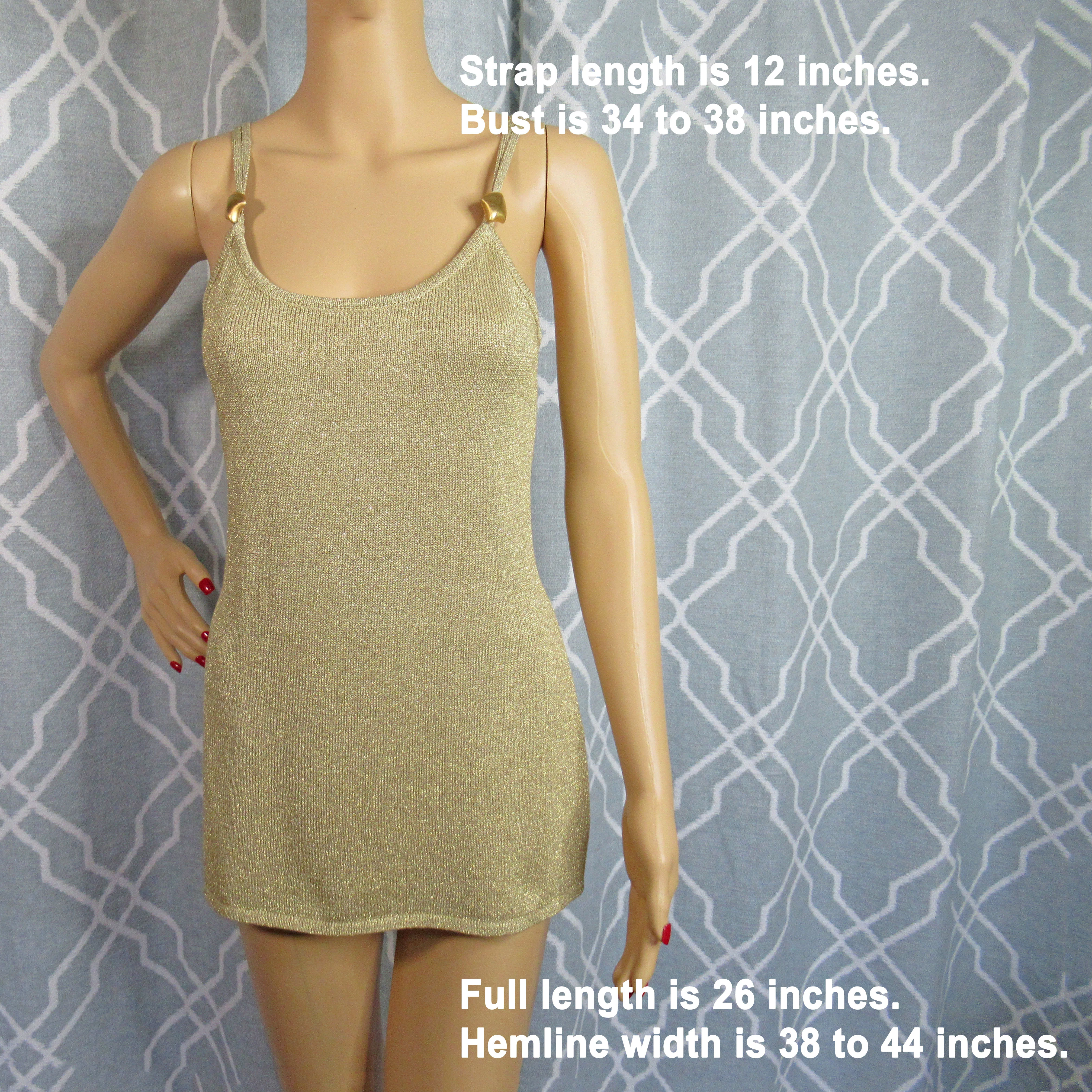 80s Gold Silk And Metallic Lurex Dressy Long Tank Top By Carlisle Sport - Image 7