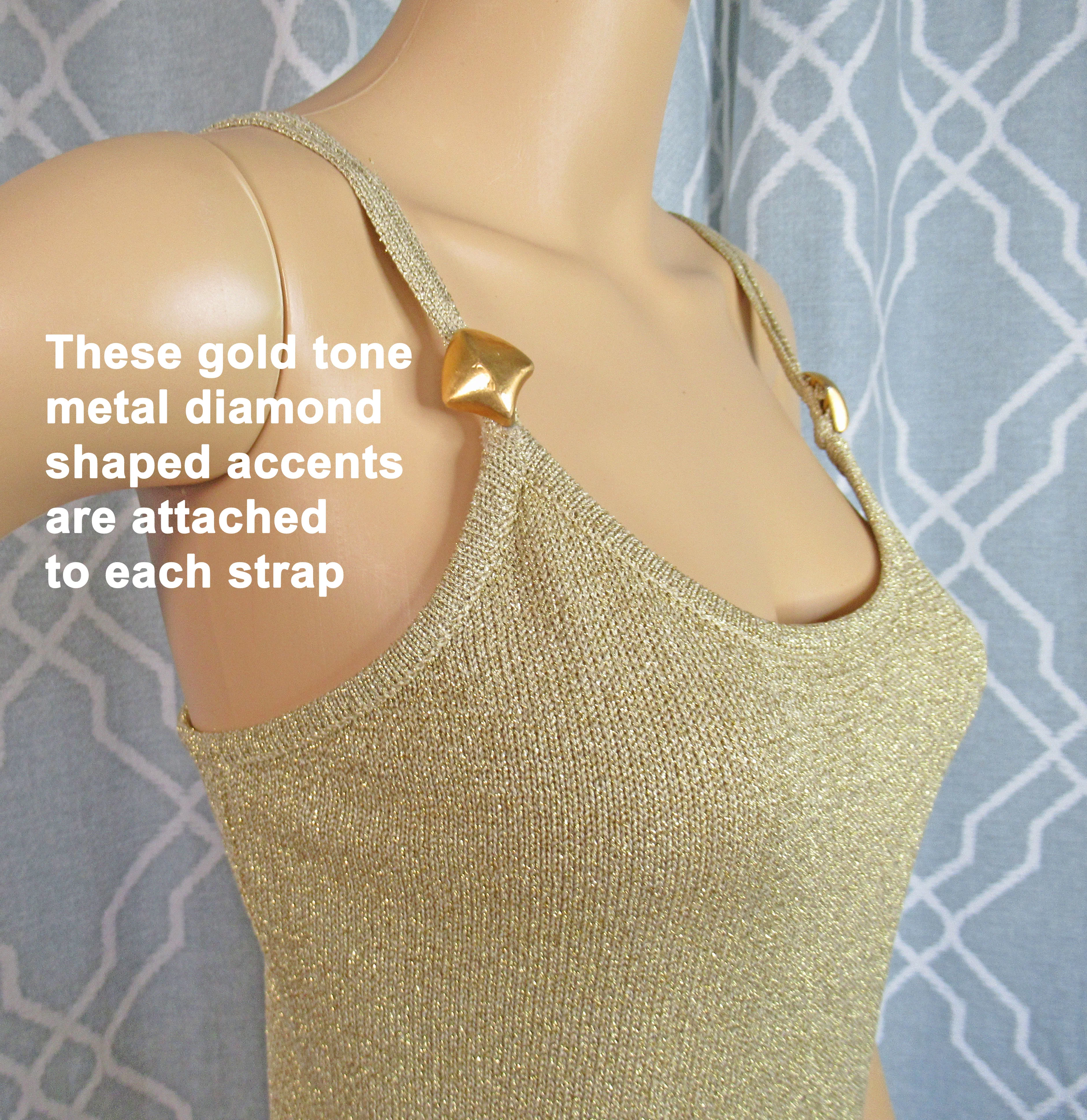 80s Gold Silk And Metallic Lurex Dressy Long Tank Top By Carlisle Sport - Image 8