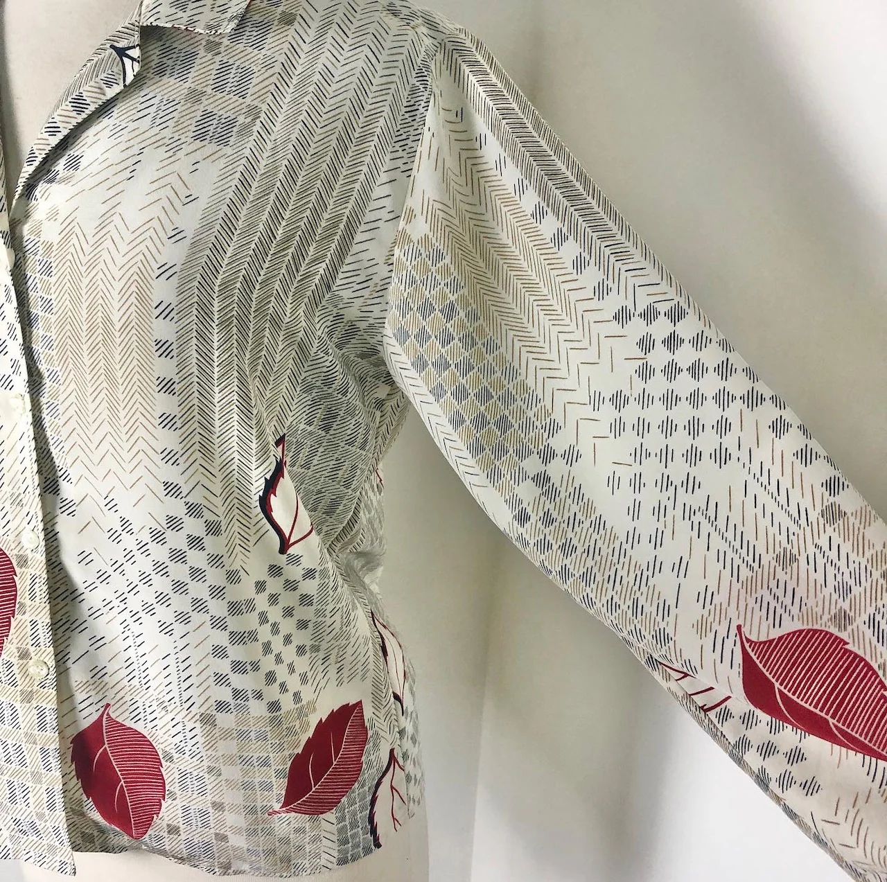 80s Gold Silver, And White Blouse With Copper Leaves By Dalton - Image 6