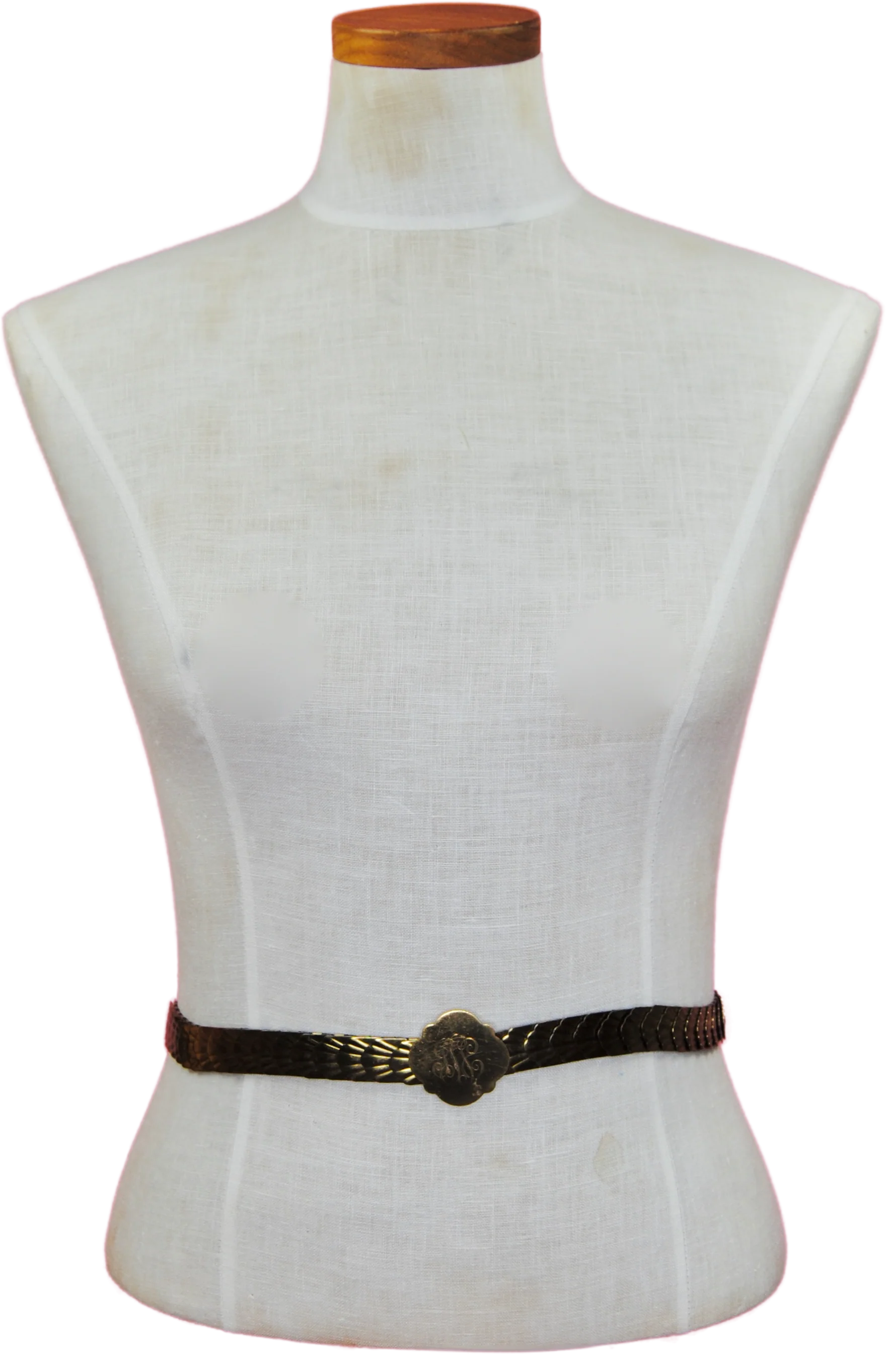 80s Gold Tone Monogramed Stretchy Belt - Image 2