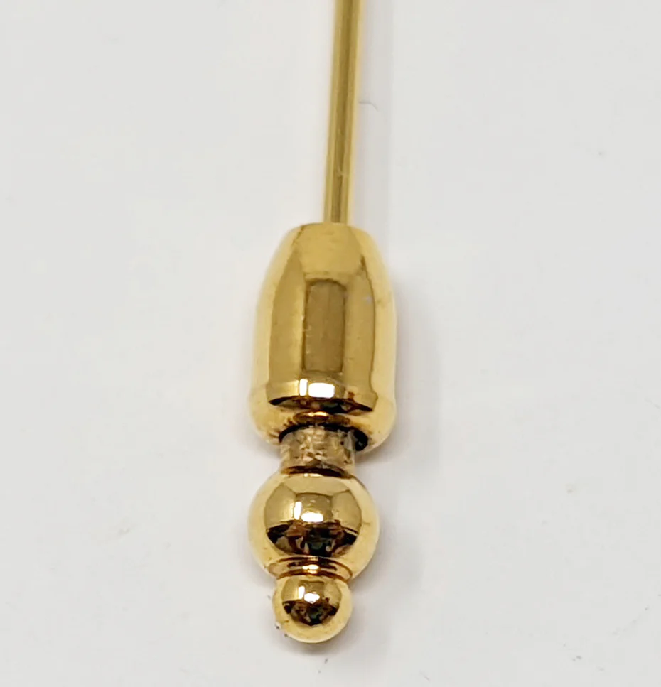 80s Gold Tone Tassel End Straight Stick Lapel Pin - Image 4
