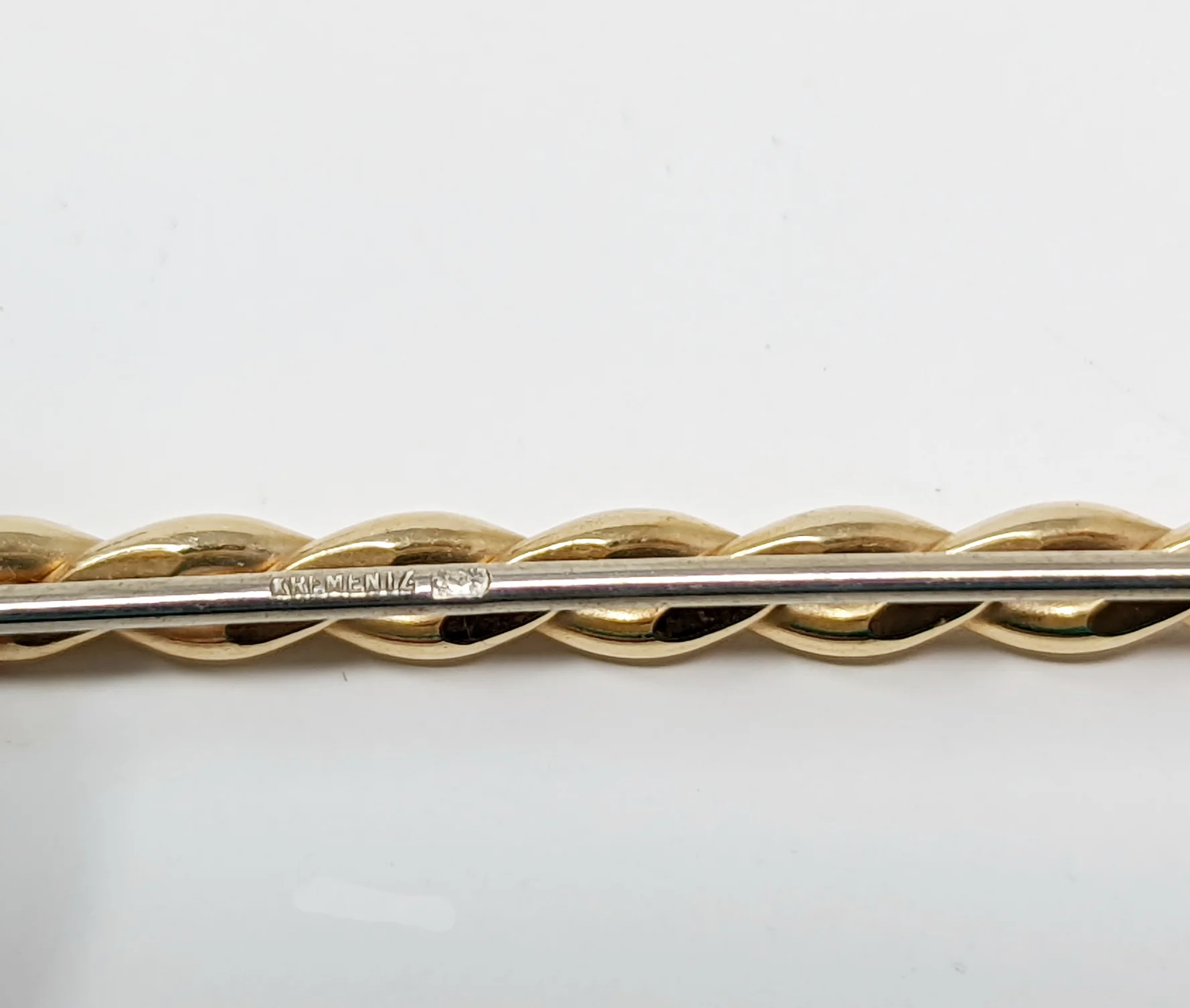 80s Gold Tone Twisted Tie Bar Pin By Krementz - Image 6