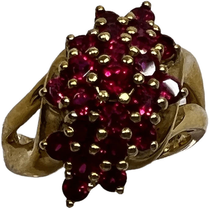 80s Gold Vermeil Cluster Waterfall Ring Lab Rubies 9 By Ross Simons