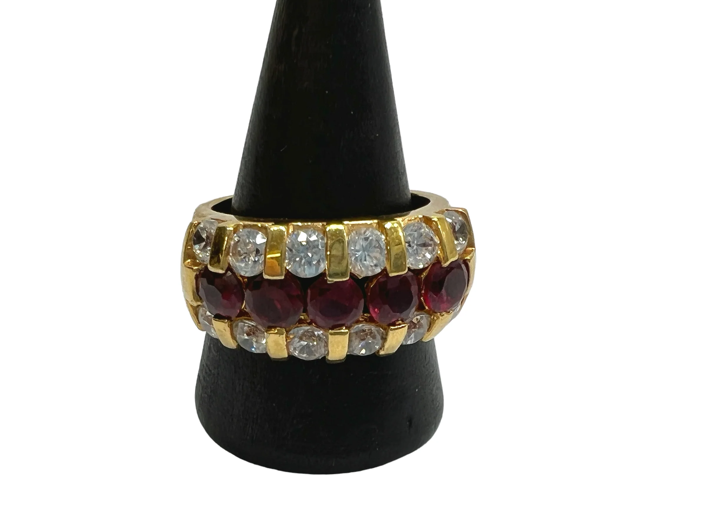 80s Gold Vermeil Lab Ruby And Cz Band Ring Size 9 By Ross Simons - Image 6