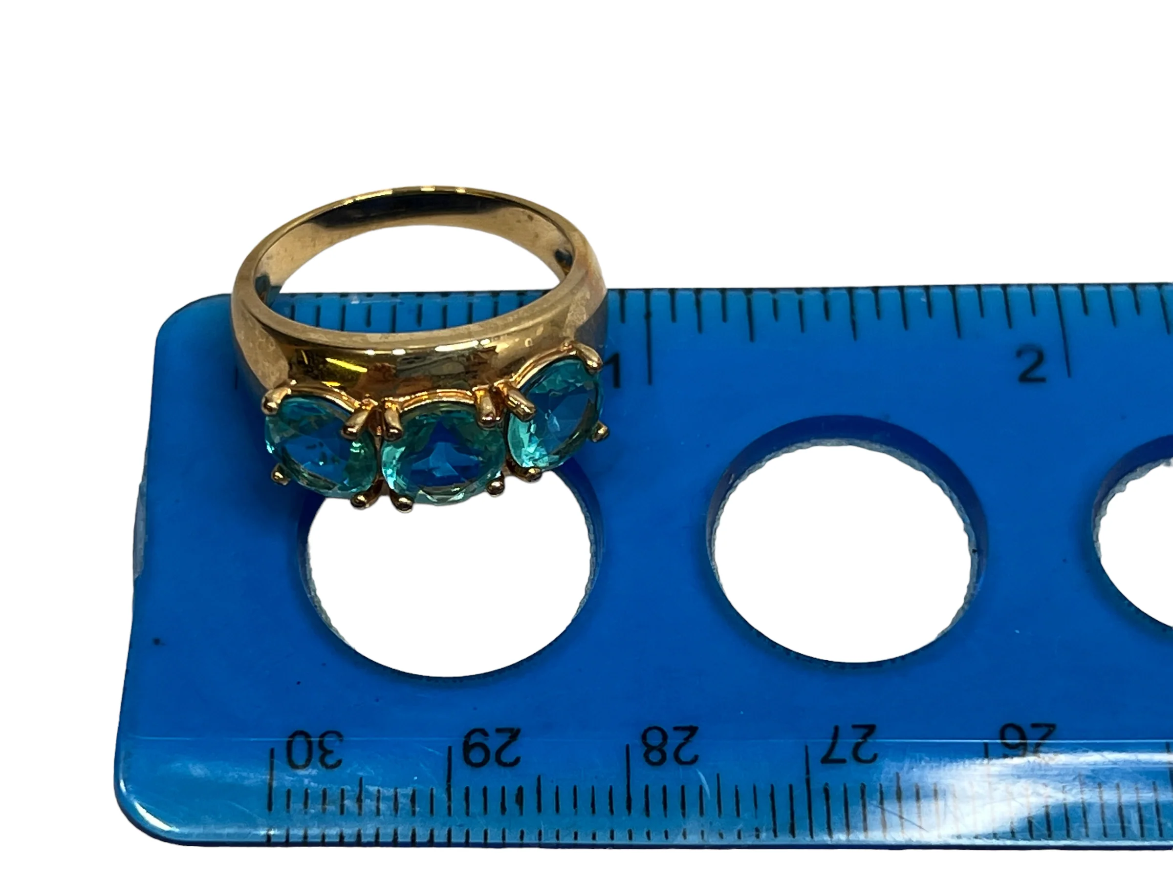 80s Gold Vermeil Ring Sterling Blue Lab Topaz Sz 9 By Ross Simons - Image 10