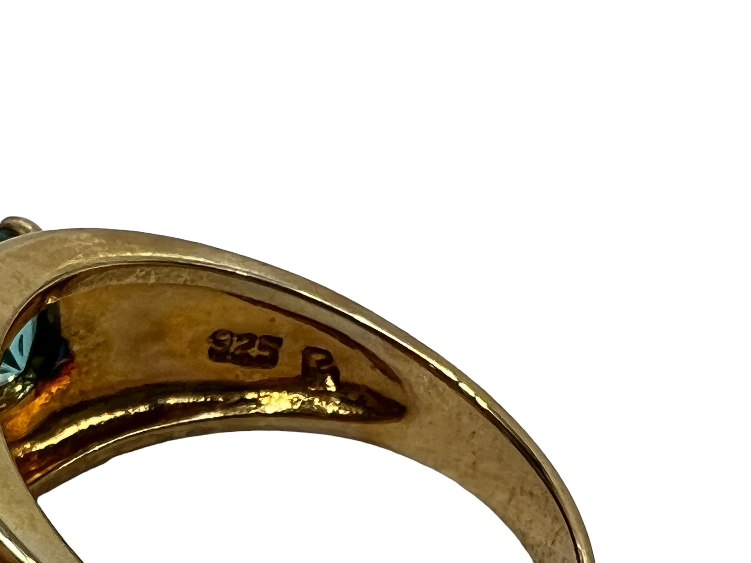 80s Gold Vermeil Ring Sterling Blue Lab Topaz Sz 9 By Ross Simons - Image 8