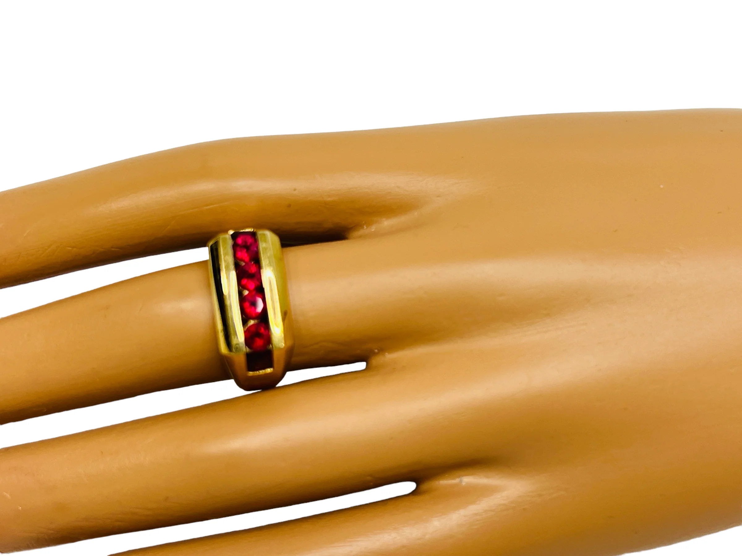 80s Gold Vermeil Sterling Silver Faux Ruby Ring Size 9 By Ross-Simons - Image 3