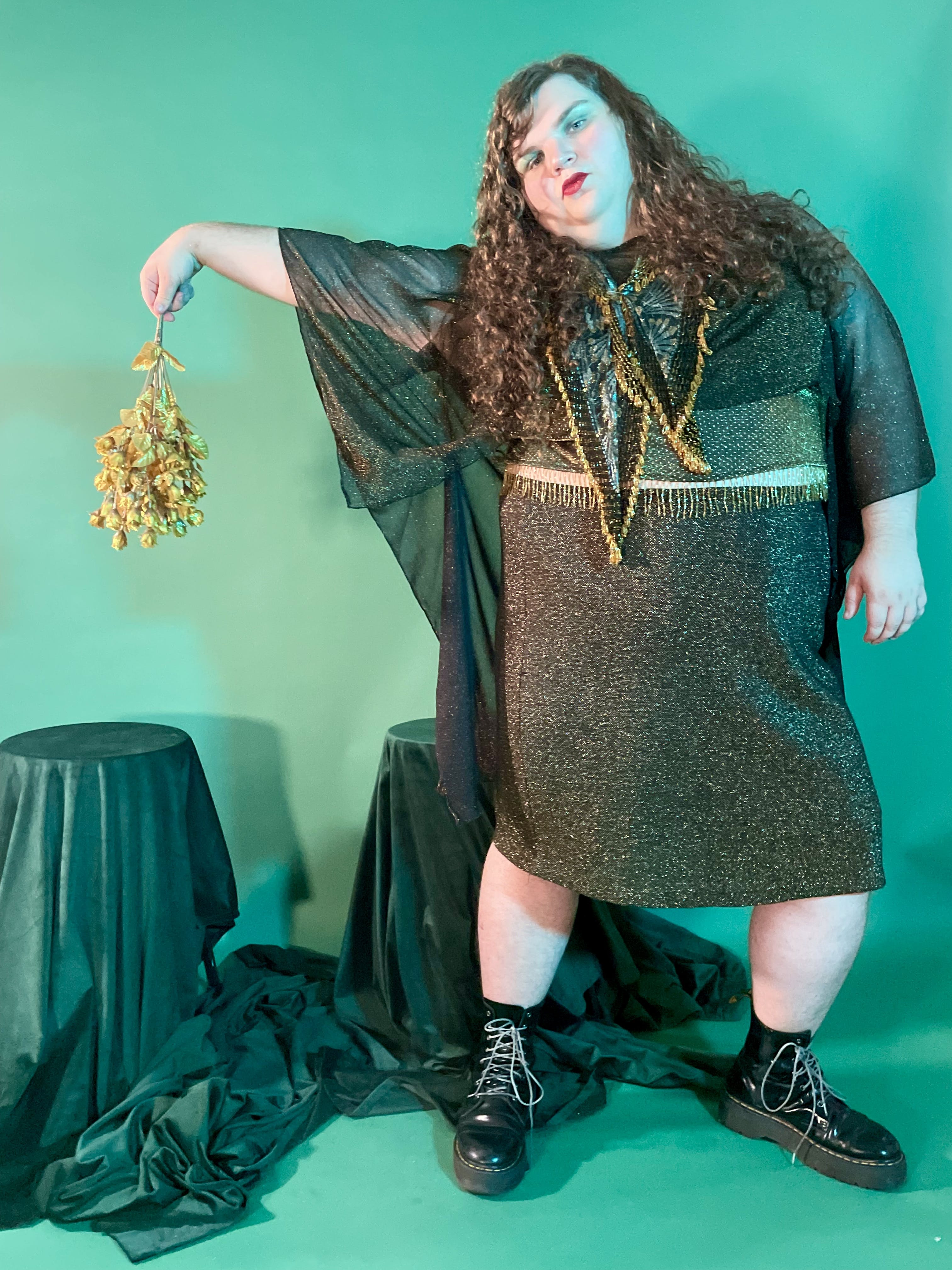 80s Golden Lurex Knit Evening Skirt By Addition-Elle - Image 3