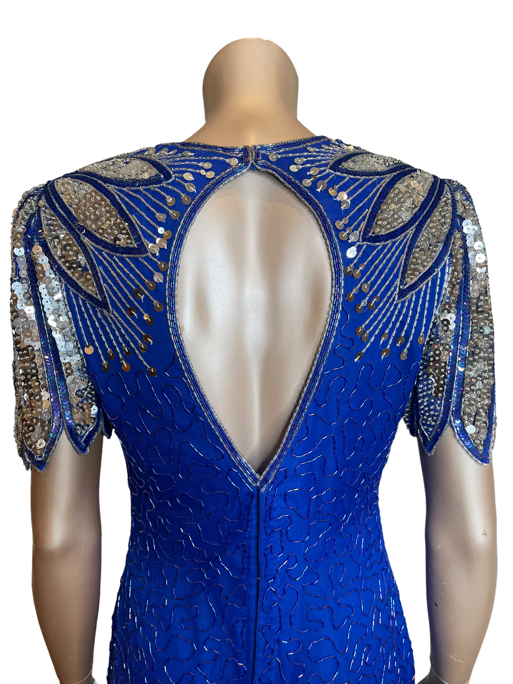 80s Gorgeous Deco Beaded Dress With Open Back By Laurence Kazar - Image 7