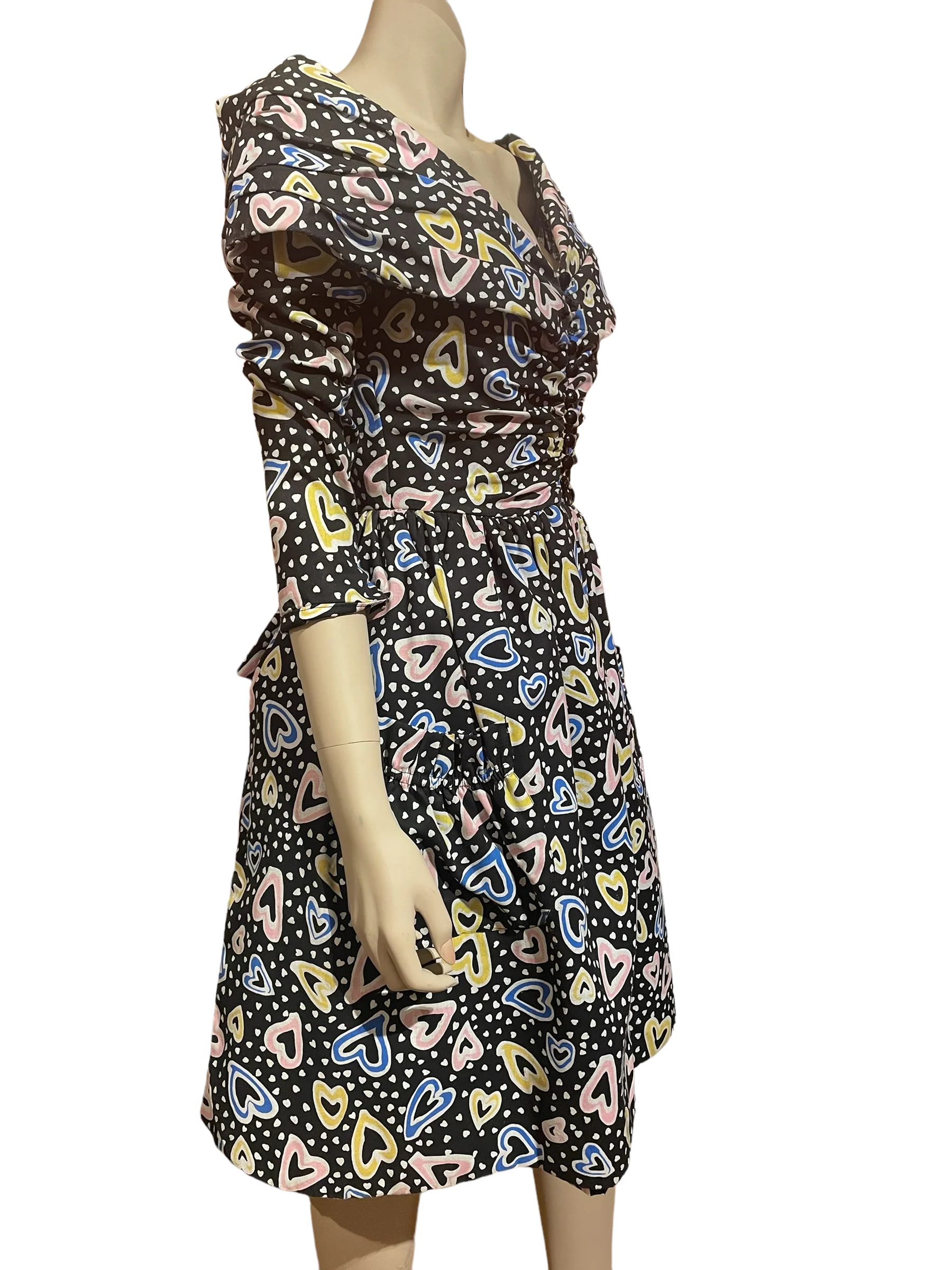 80s Graffiti Hearts Party Dress By Victor Costa - Image 3