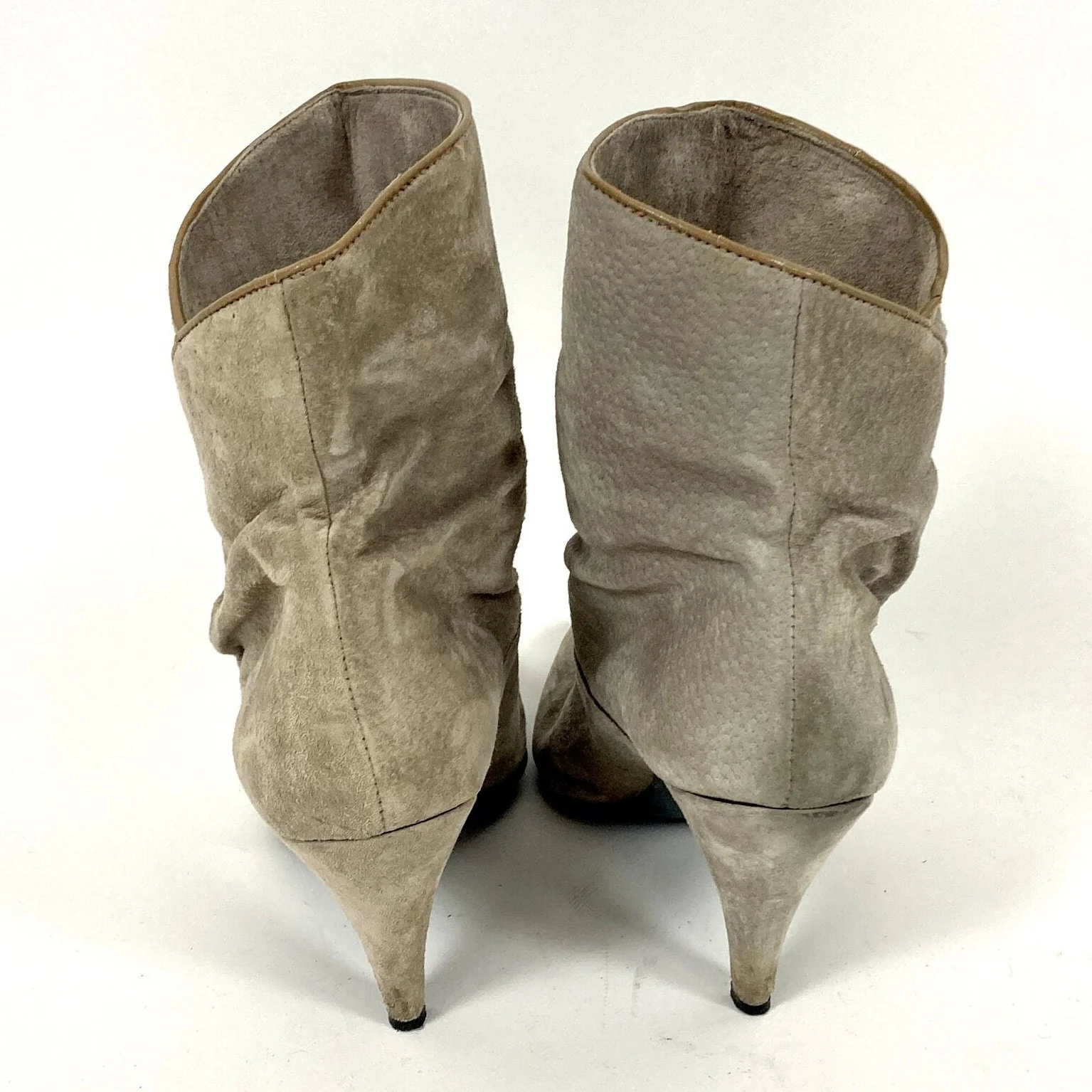 80s Gray Cropped Suede Boots Leather Pirate Booties High Heel Vintage Booties by Georgio Valentino - Image 3