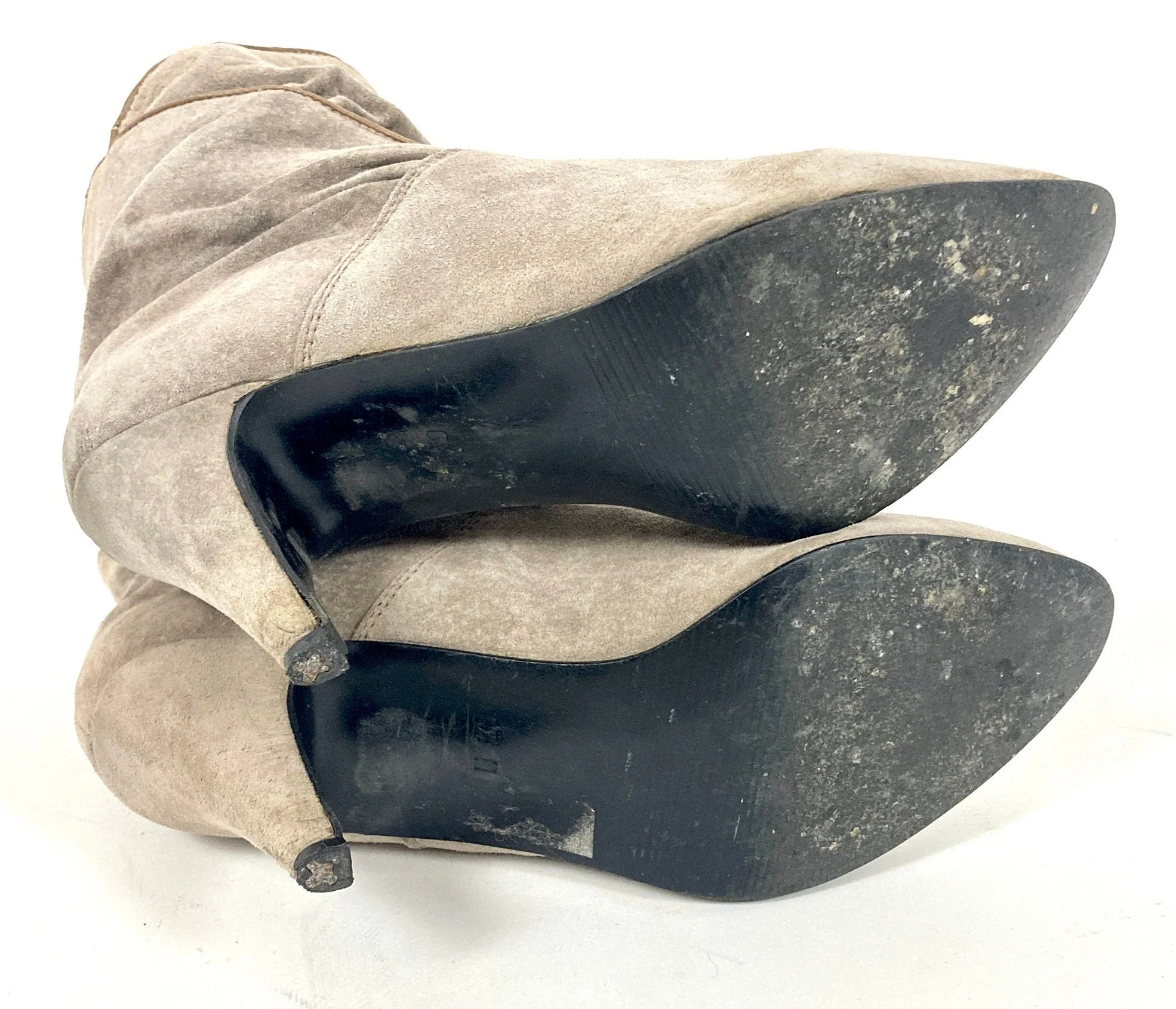 80s Gray Cropped Suede Boots Leather Pirate Booties High Heel Vintage Booties by Georgio Valentino - Image 4