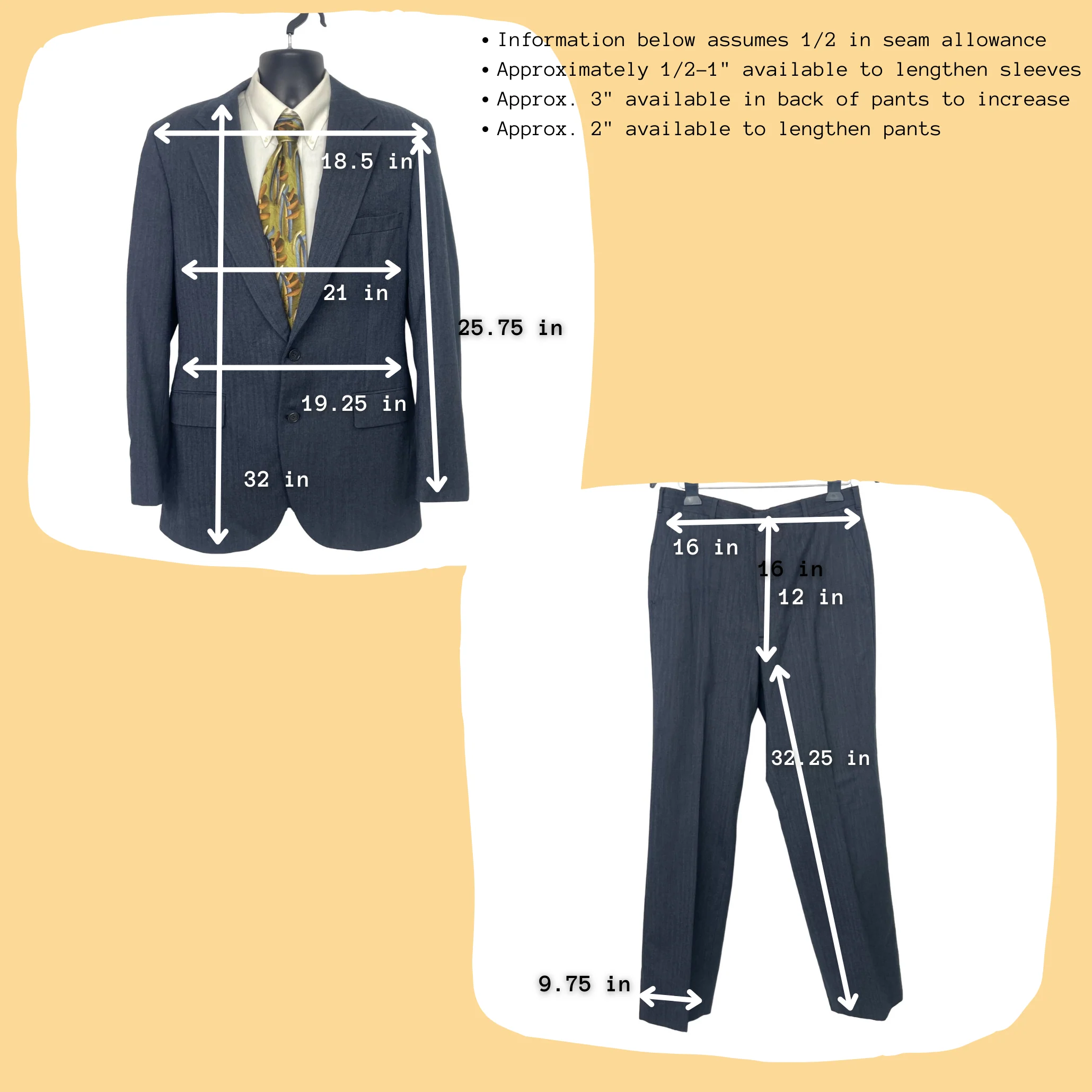 80s Gray Herringbone Two Piece Single Vent Wool Suit By Barrister - Image 3