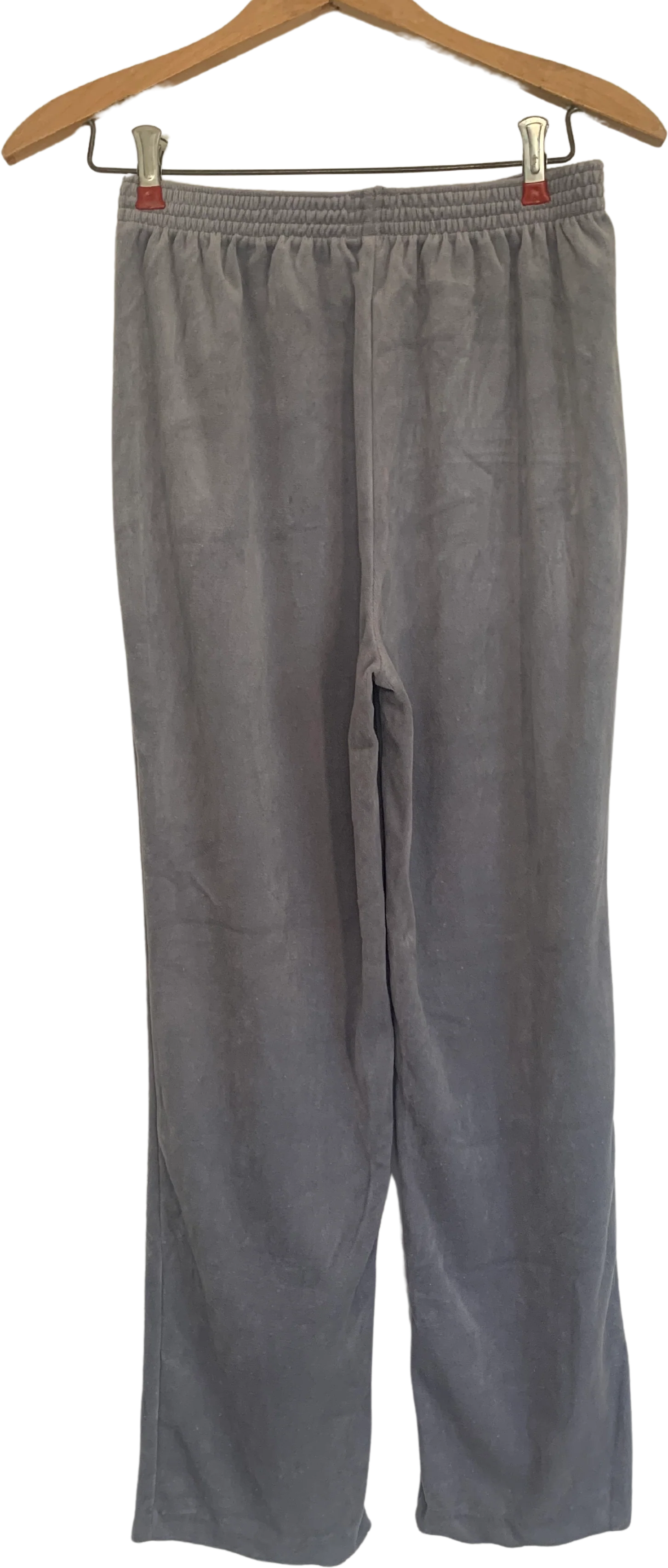 80s Gray Velour Casual Pants Elastic Waist Thin M - Image 2