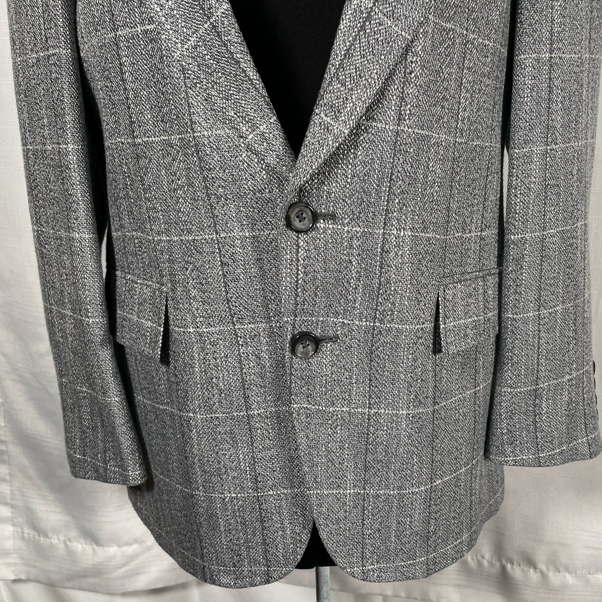 80s Gray Windowpane Plaid Tweed Blazer By Evan-Picone - Image 5