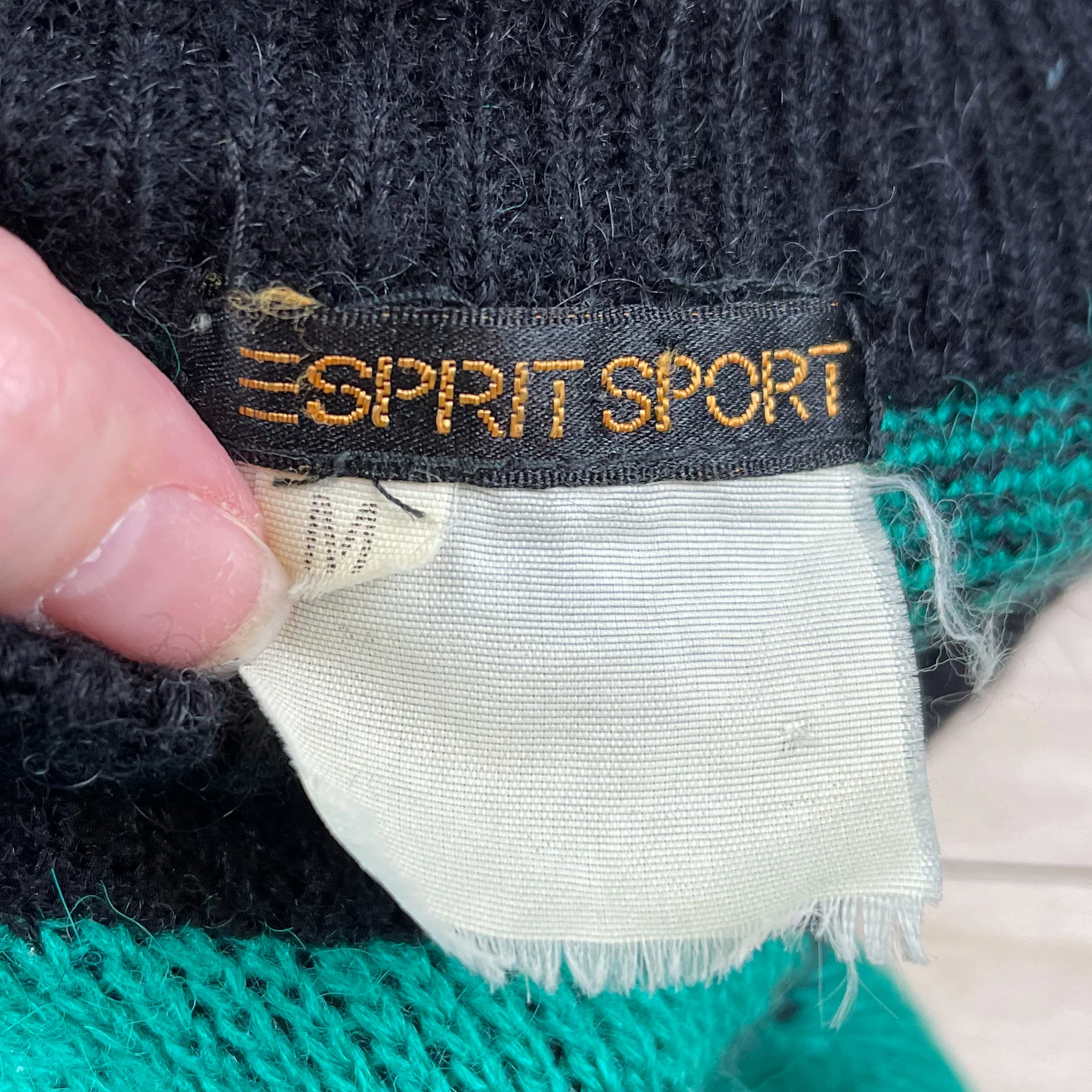 80s Green And Black Olive Graphic Mini Sweater Dress By Esprit - Image 6