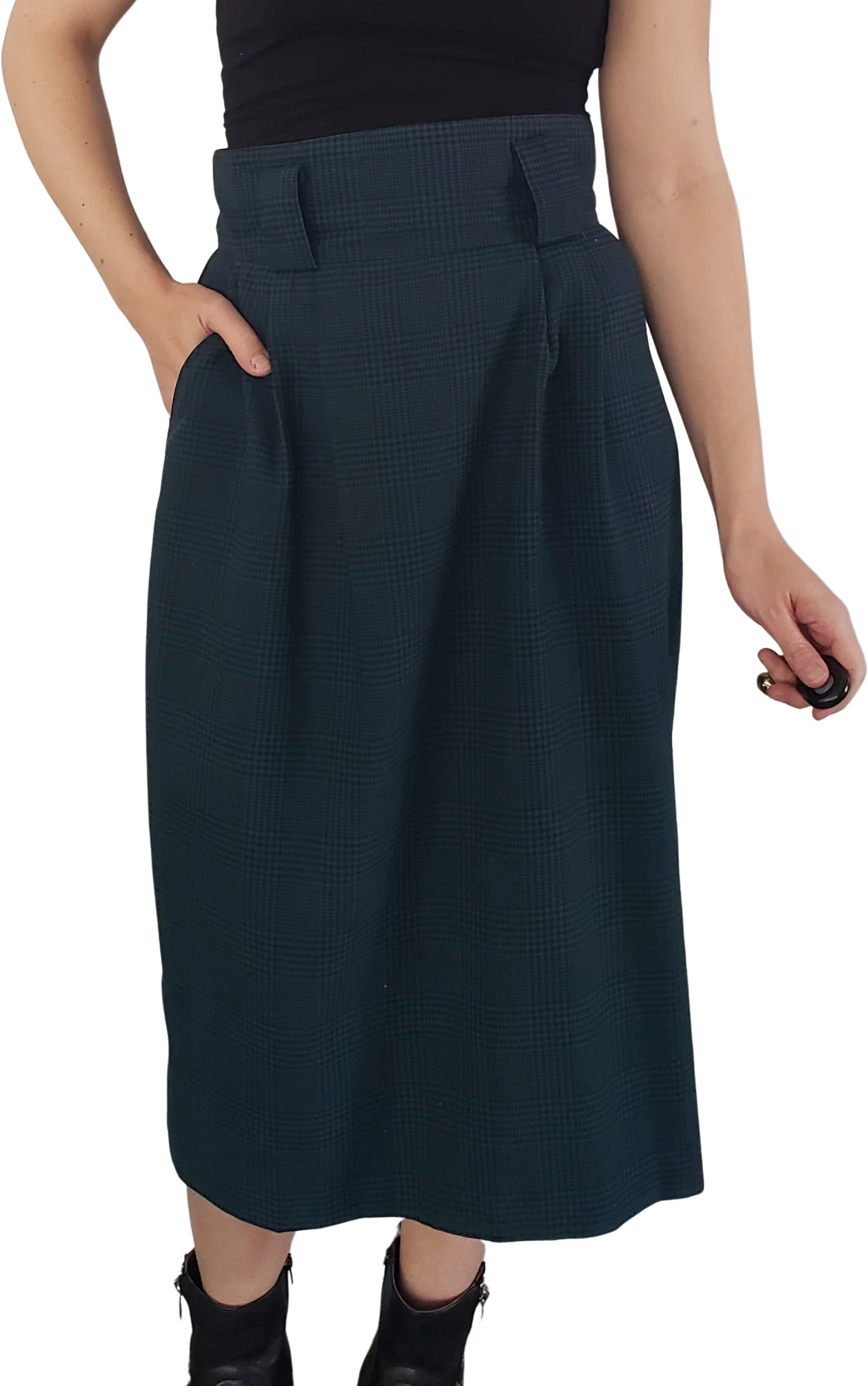 80s Green And Black Plaid Skirt By Christy Girl