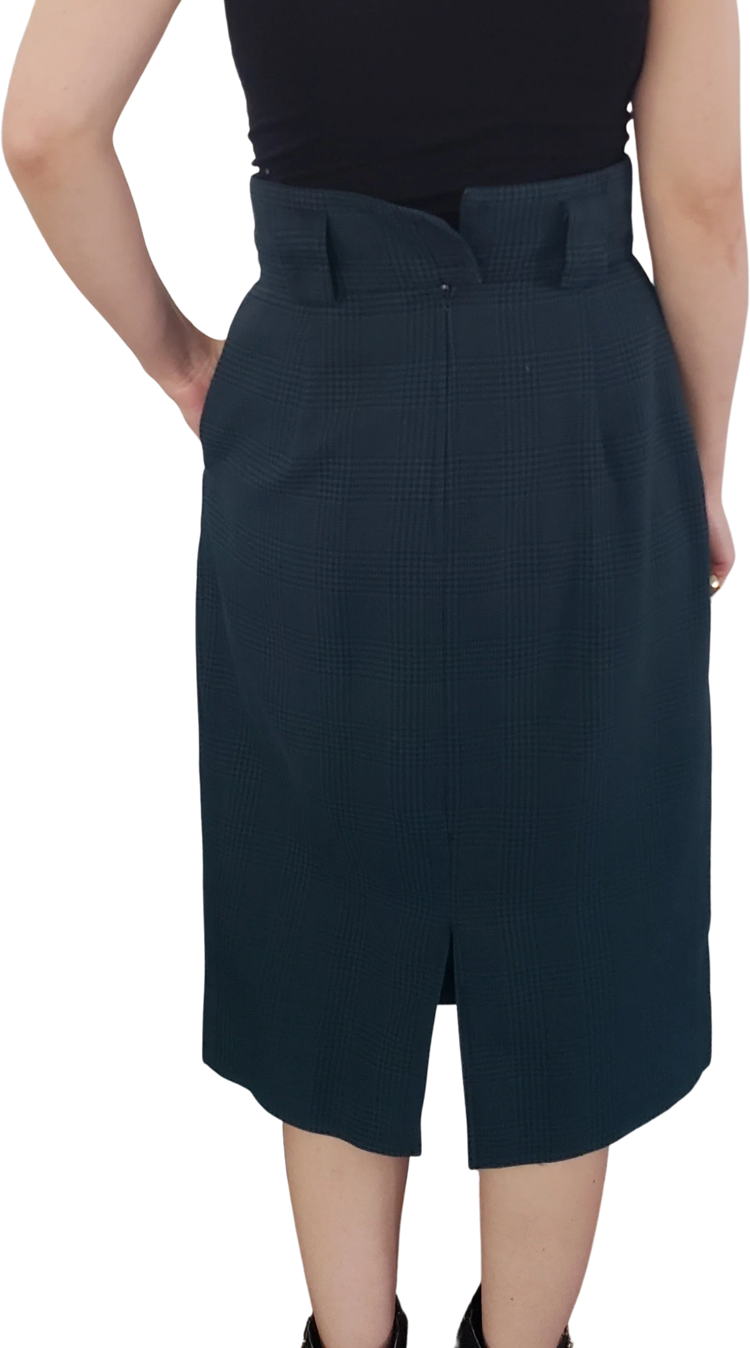 80s Green And Black Plaid Skirt By Christy Girl - Image 2