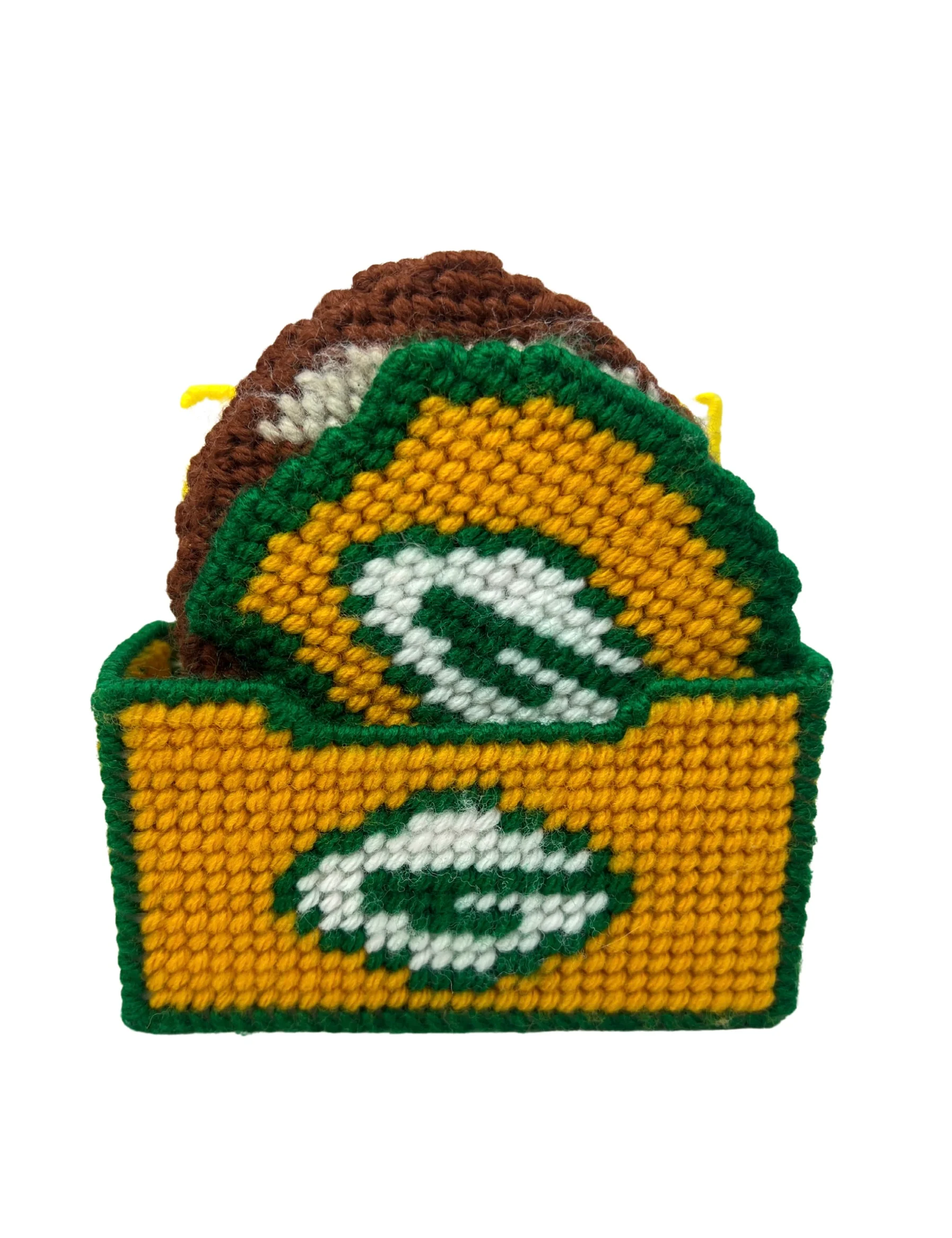 80s Green Bay Packers Needlepoint Set Of 6 Coasters - Image 5