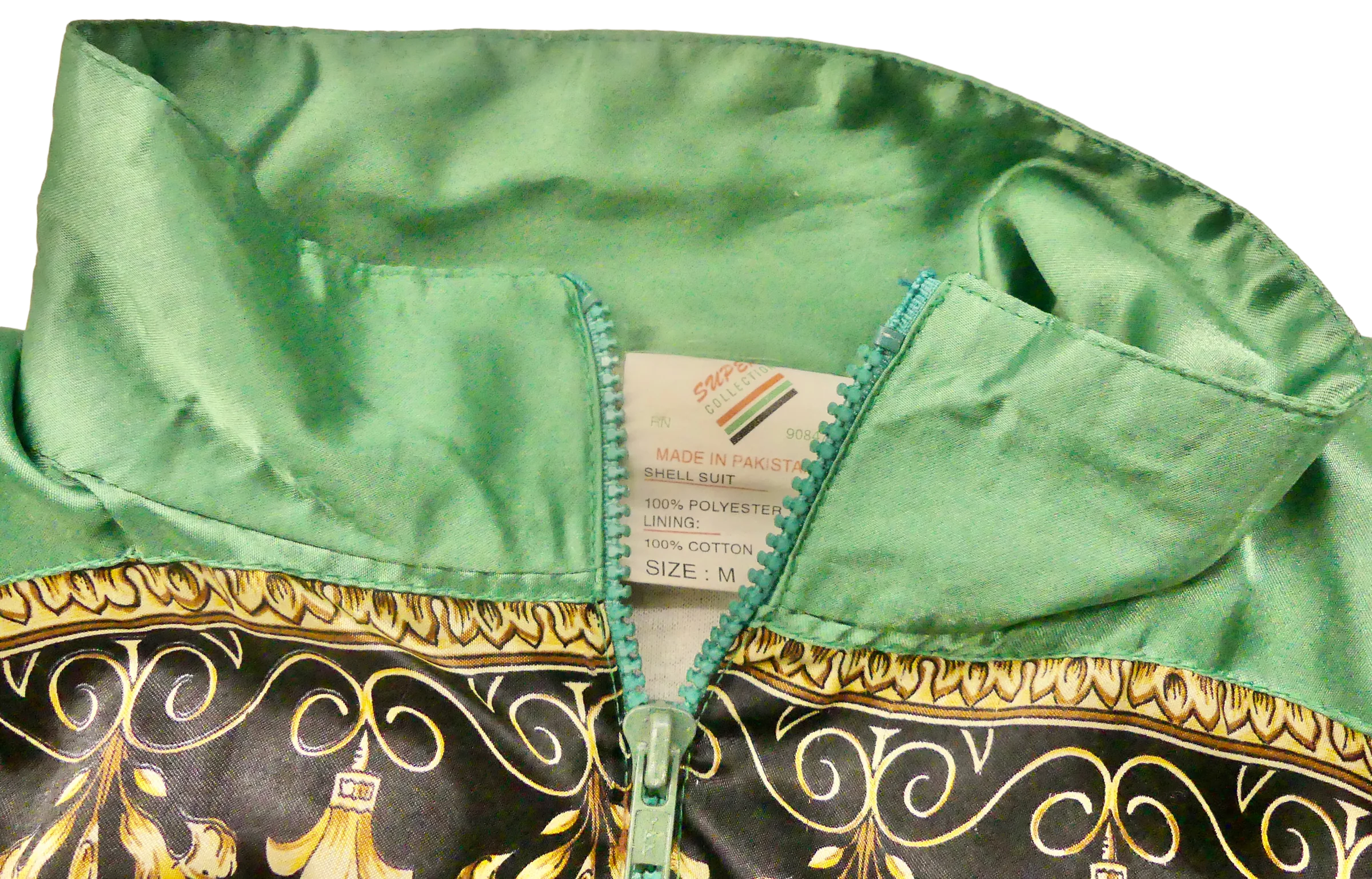 80s Green Black And Gold Bomber Jacket By Super Collection - Image 3