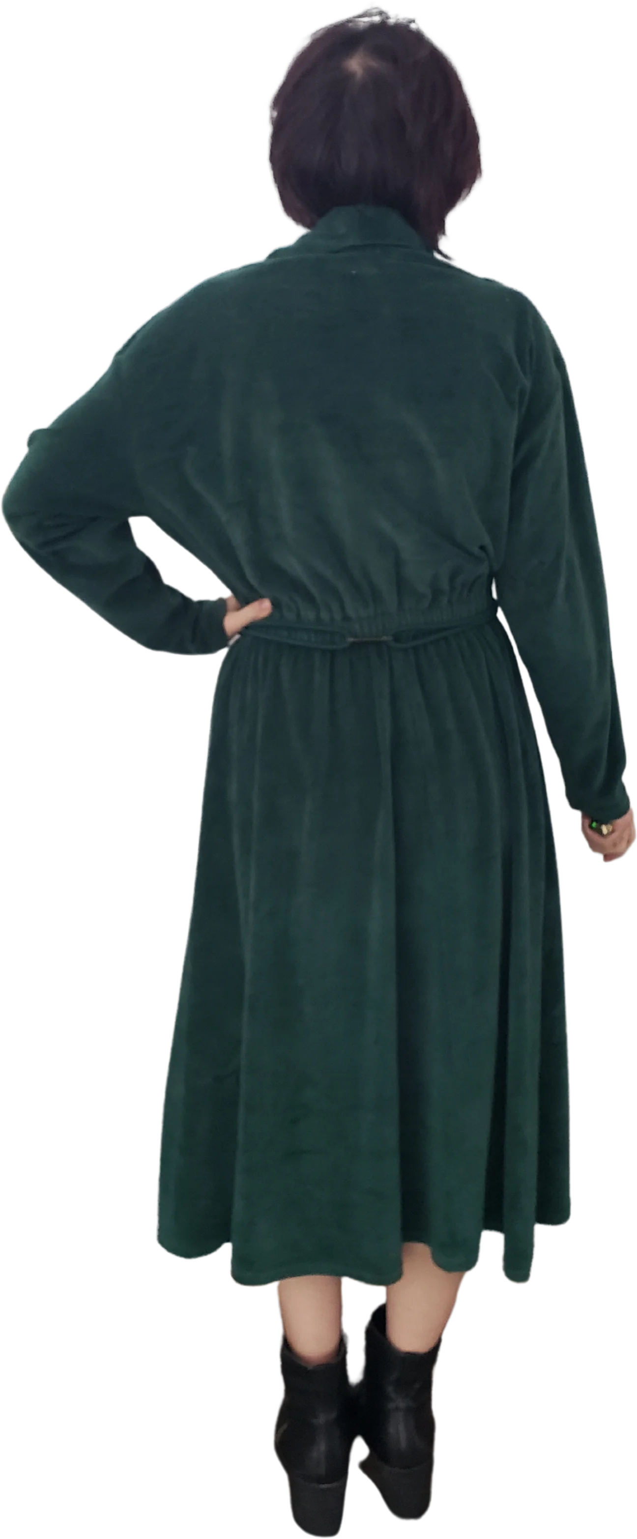 80s Green Casual Cozy Dress With Belt By Fads - Image 2