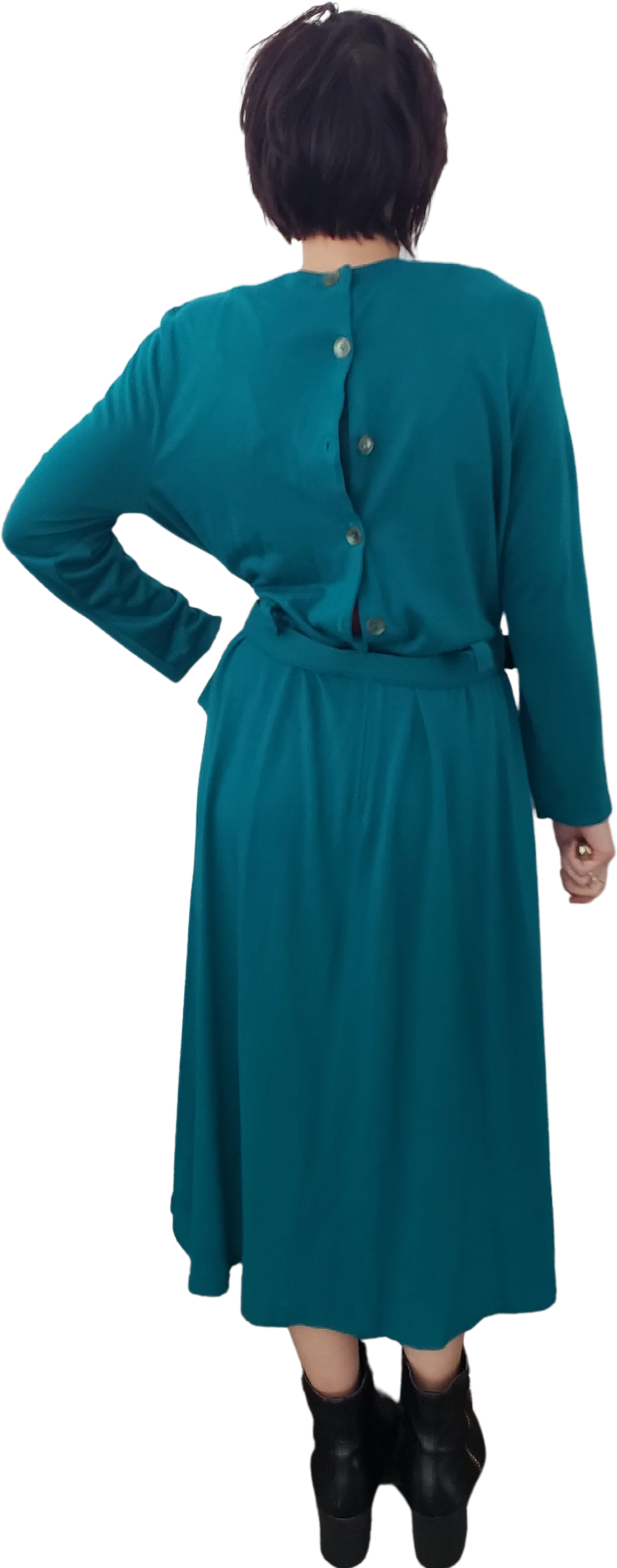 80s Green Casual Midi Dress By Mhm Melissa Harper - Image 2
