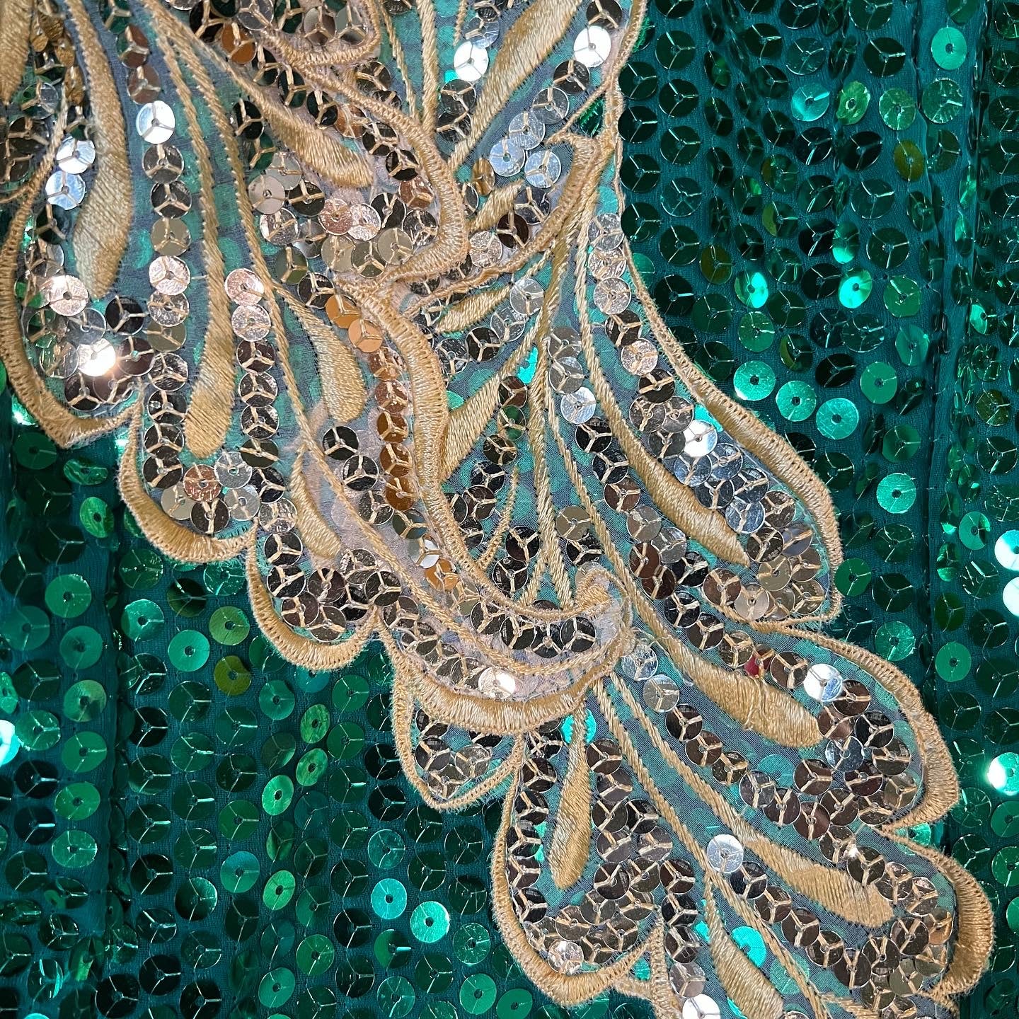80s Green Sequin Holiday Party Dress Wiggle Dress by Michele Vincent - Image 4