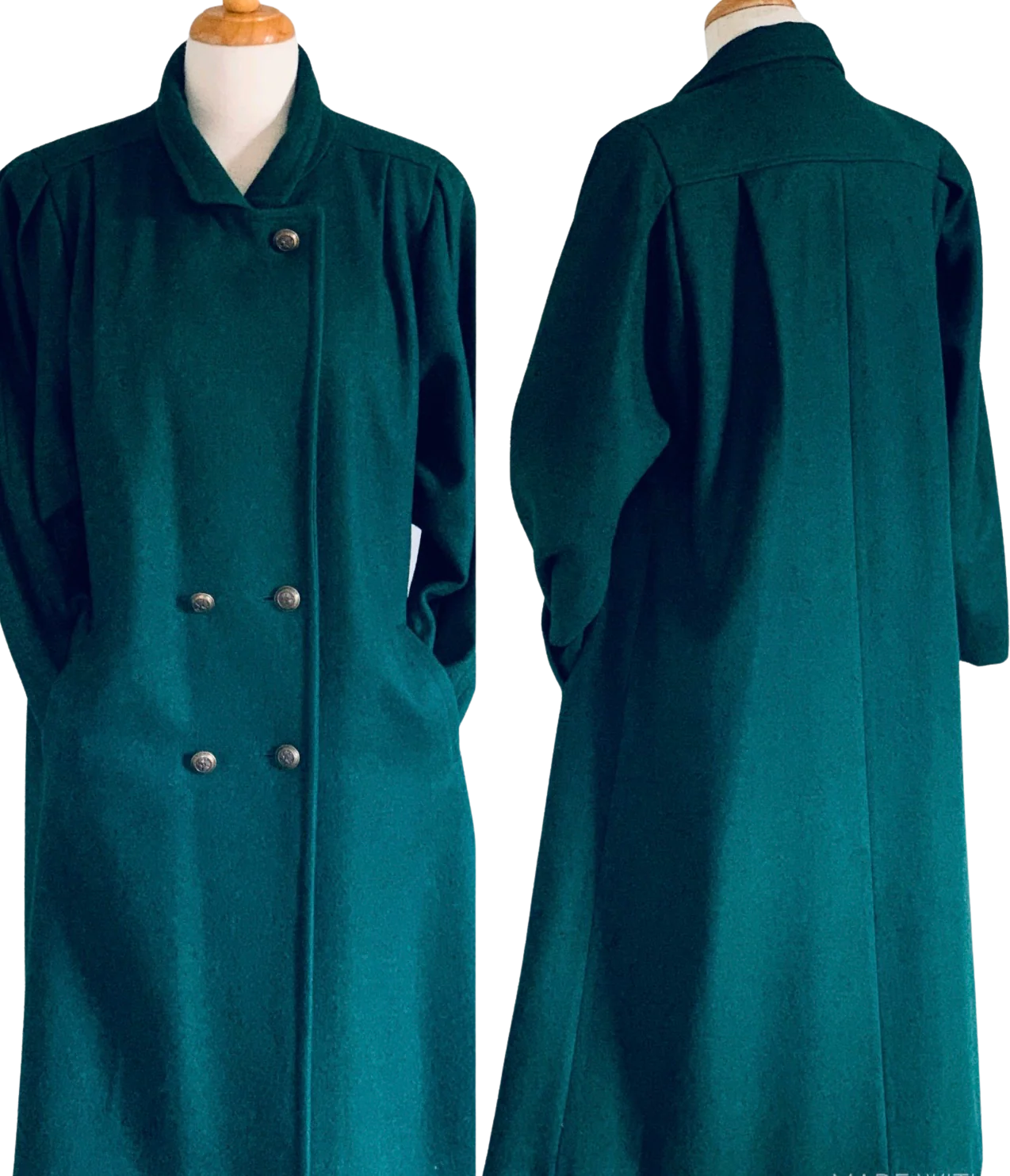 80s Green Wool Coat - Image 2