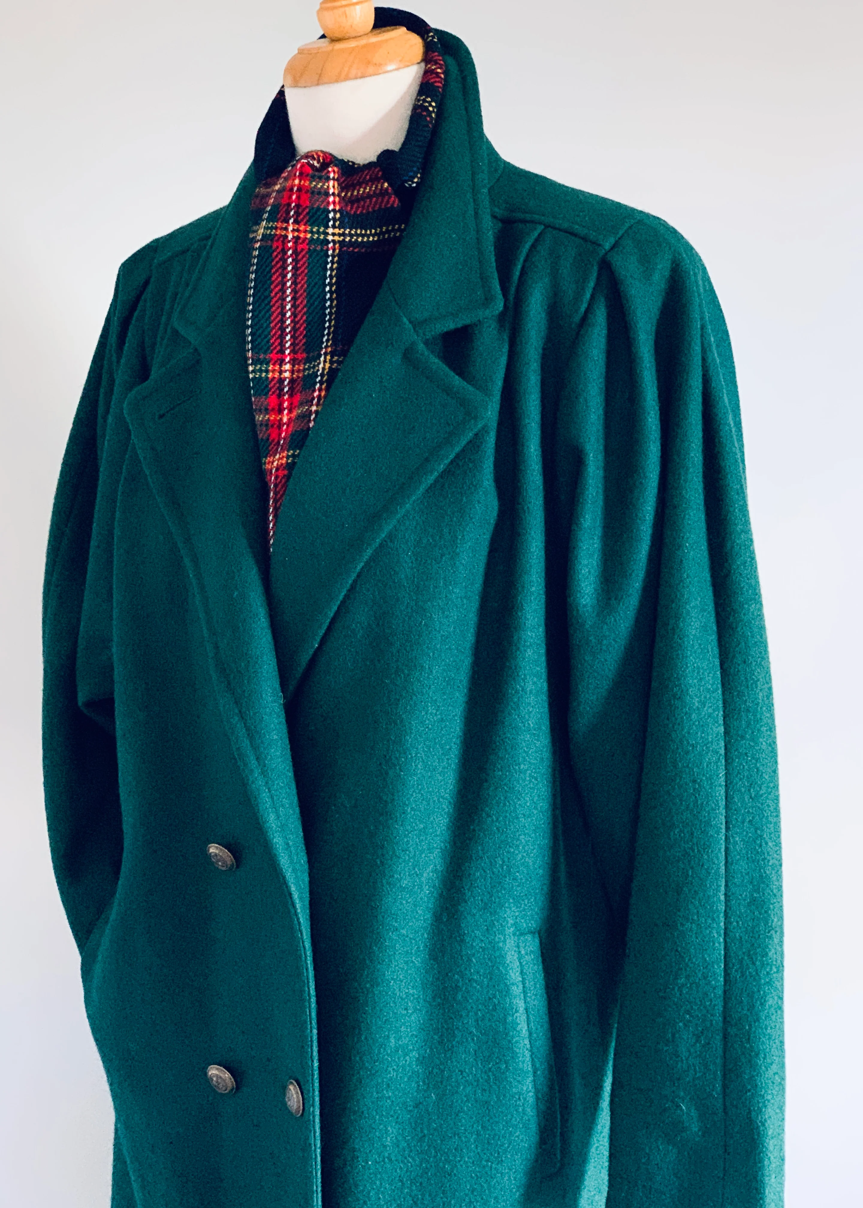 80s Green Wool Coat - Image 3