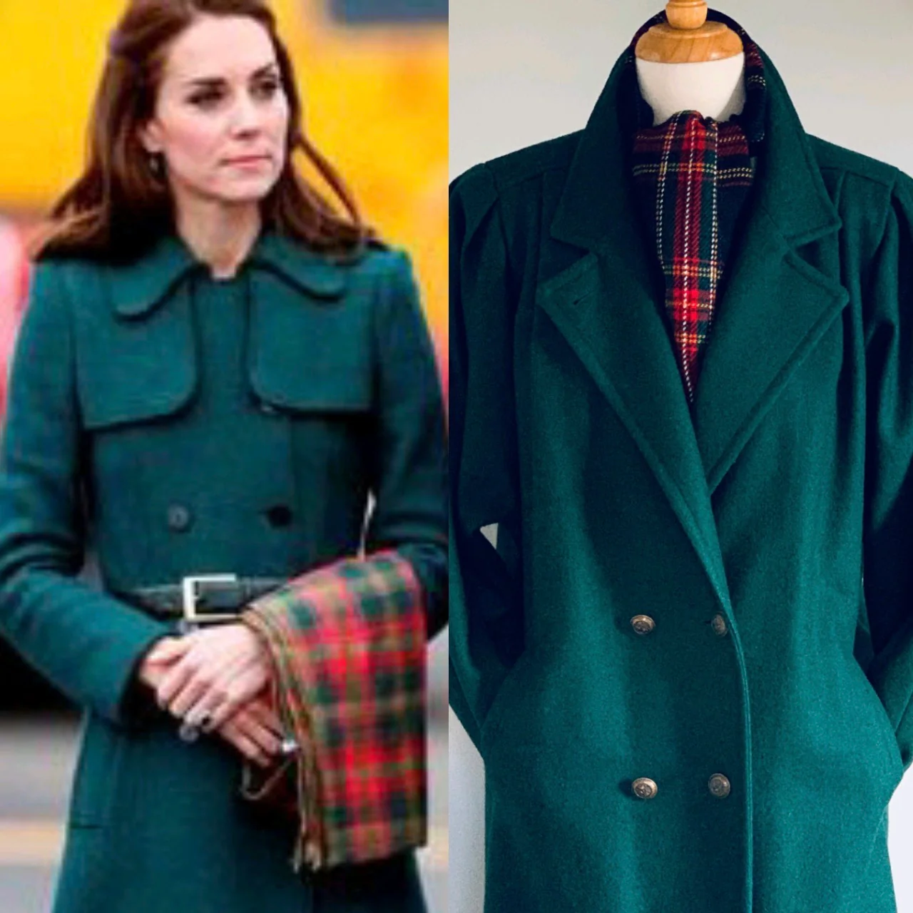 80s Green Wool Coat - Image 4