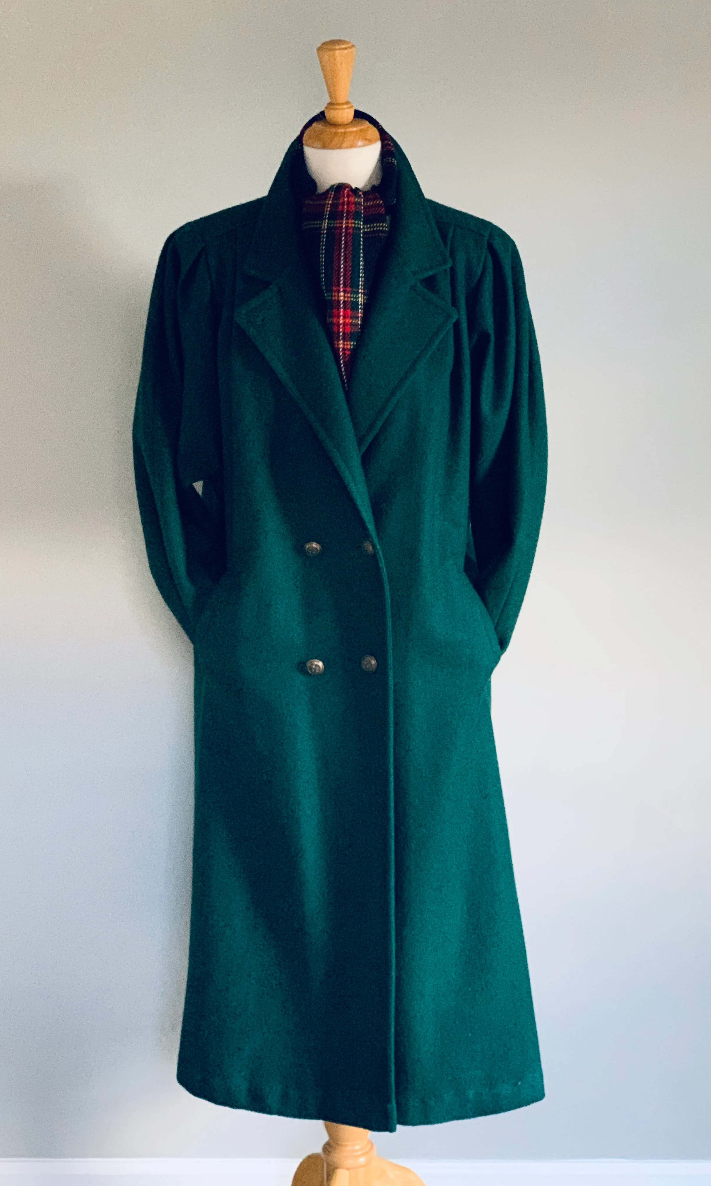 80s Green Wool Coat - Image 6