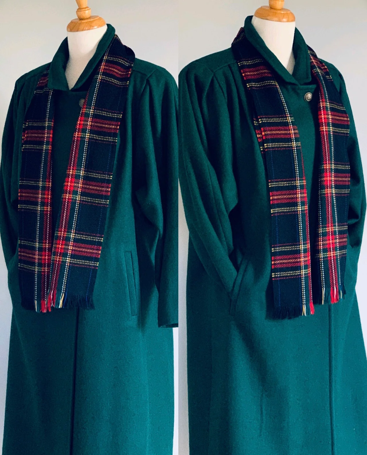 80s Green Wool Coat - Image 7