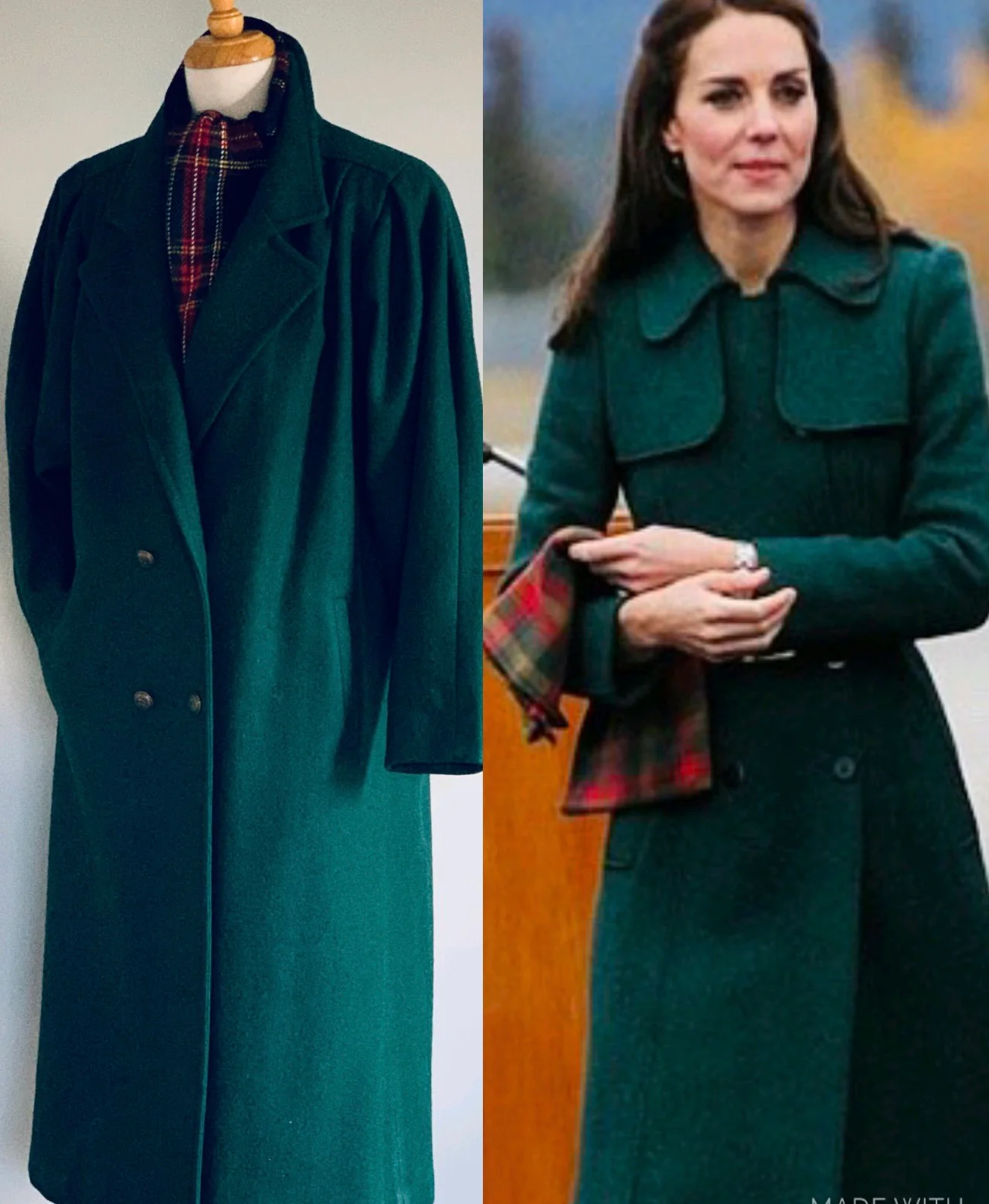 80s Green Wool Coat - Image 8