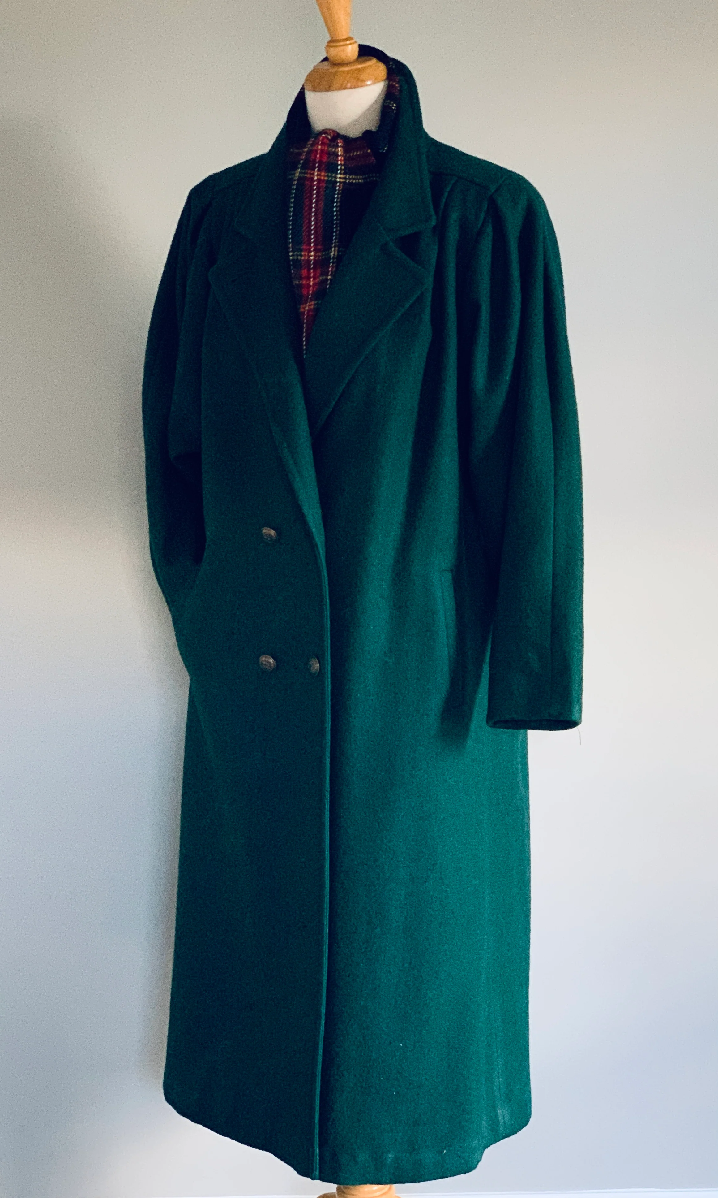 80s Green Wool Coat - Image 9